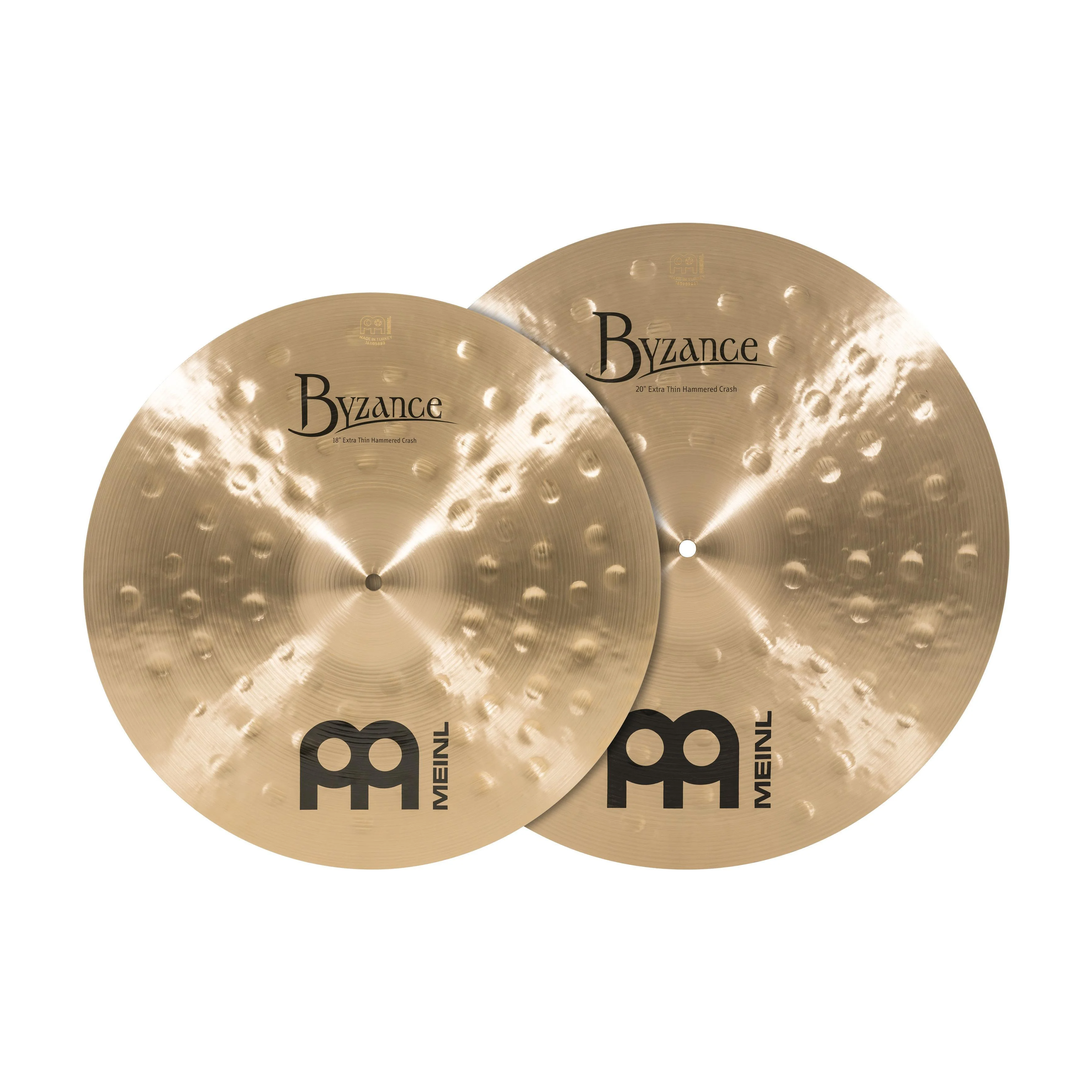 Meinl Cymbals Byzance Matched Crash Pack - 18" & 20" - Extra Thin Hammered Traditional