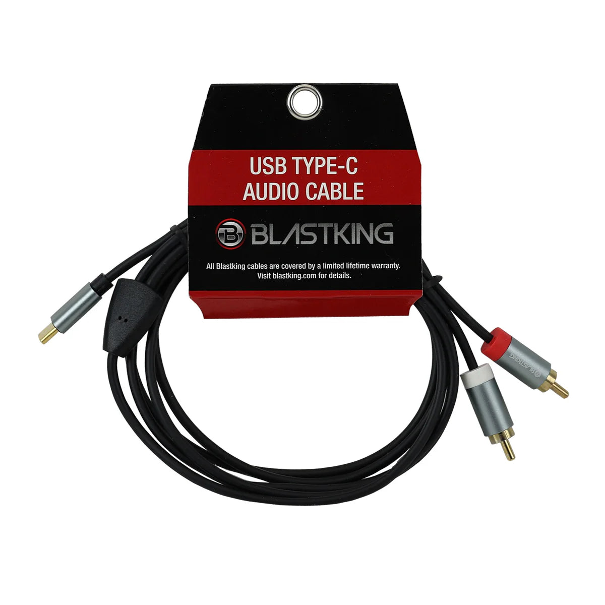 Cable de audio USB-C a RCA macho dual Blastking C2RTC-6 / 6 pies (1.82 m)