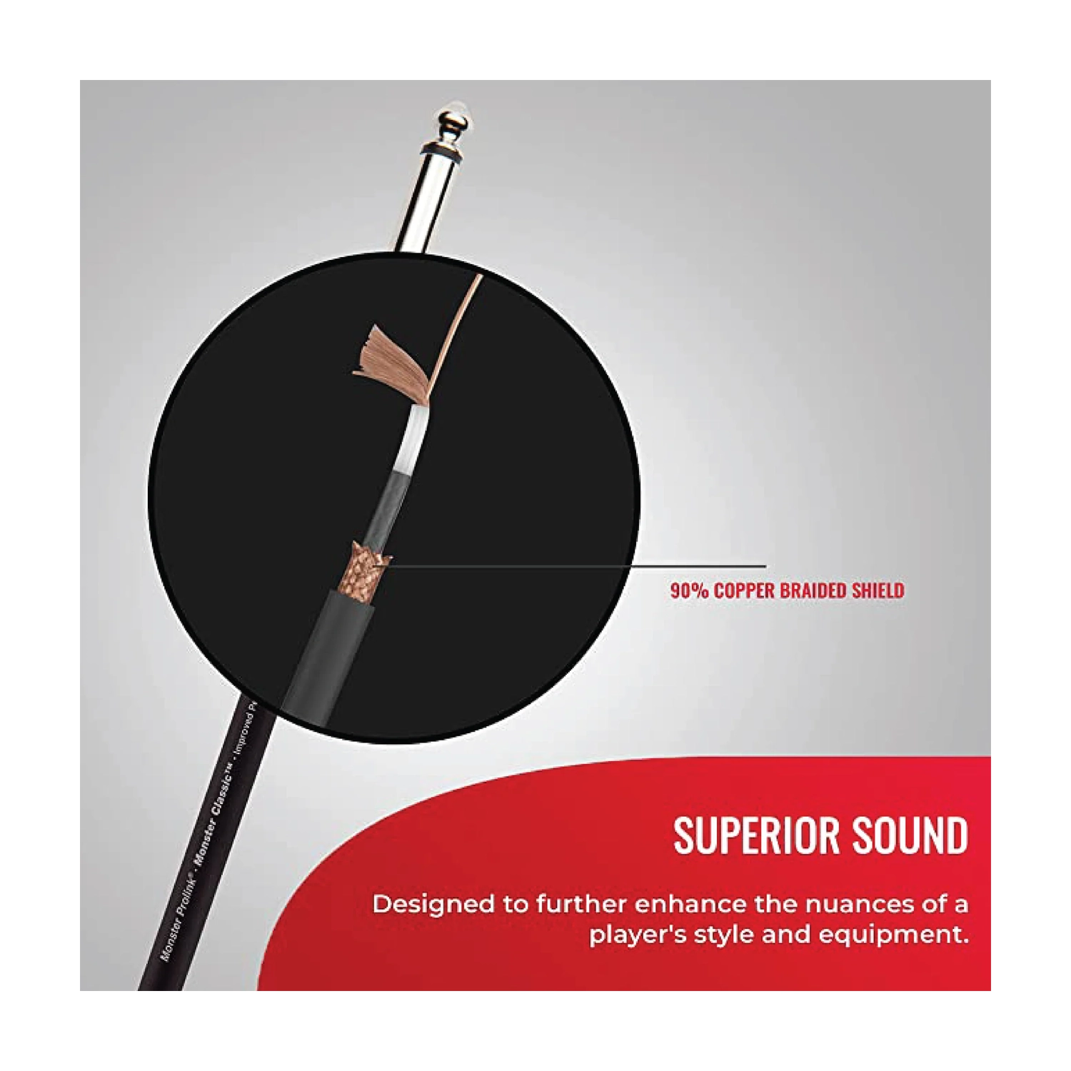 Monster Prolink Classic 1/4" TS Male-1/4 Straight To Straight Instrument Cable - 12'