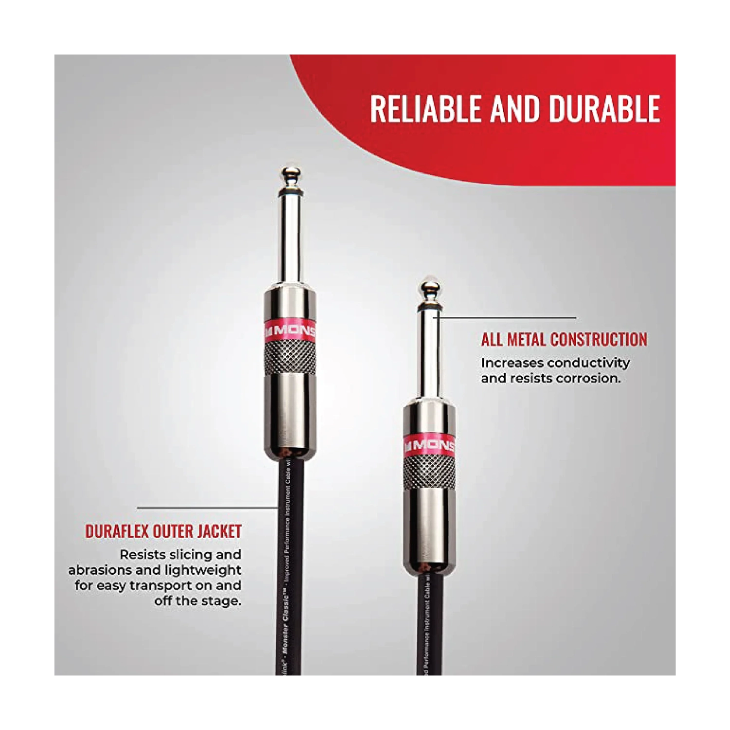 Monster Prolink Classic 1/4" TS Male-1/4 Straight To Straight Instrument Cable - 12'