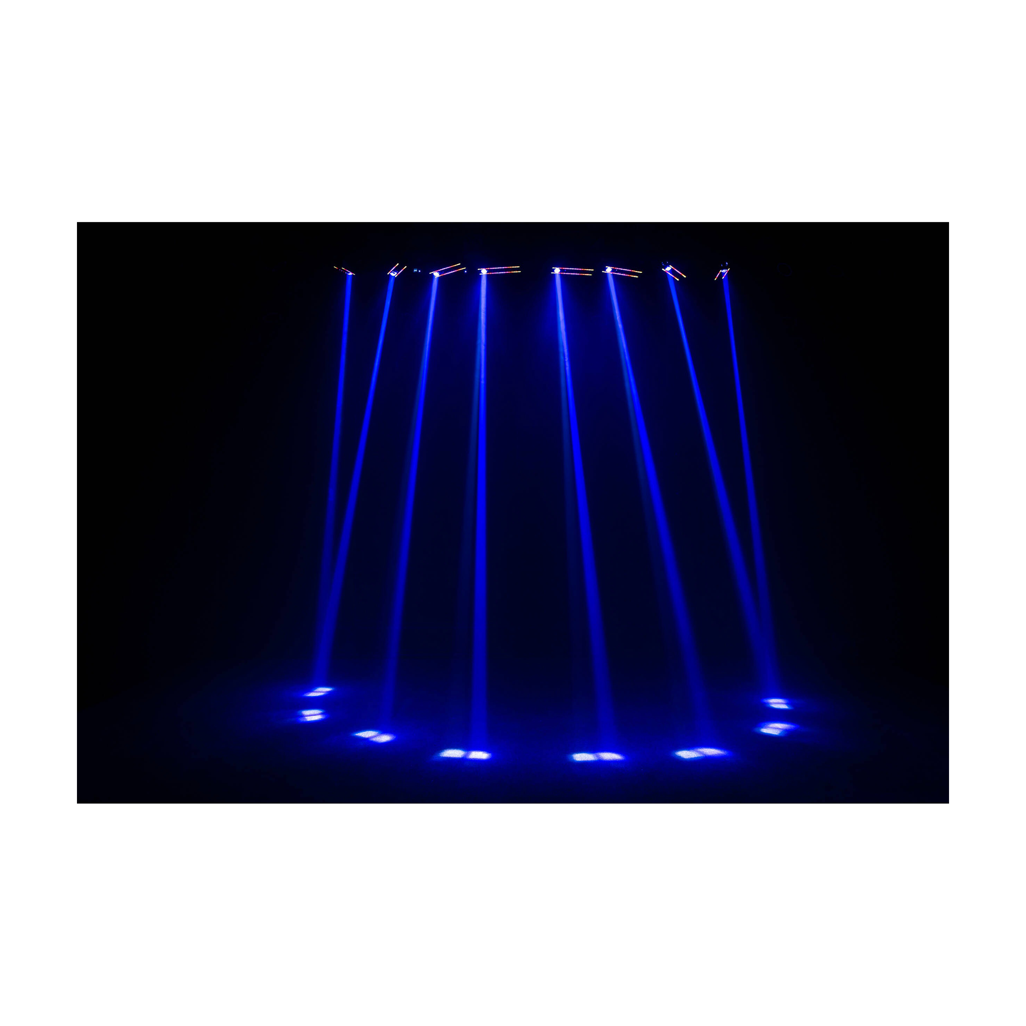 Blue light display of ColorKey GrooveBar FX Moving Head with Pixel Control and RGB Strip Effects