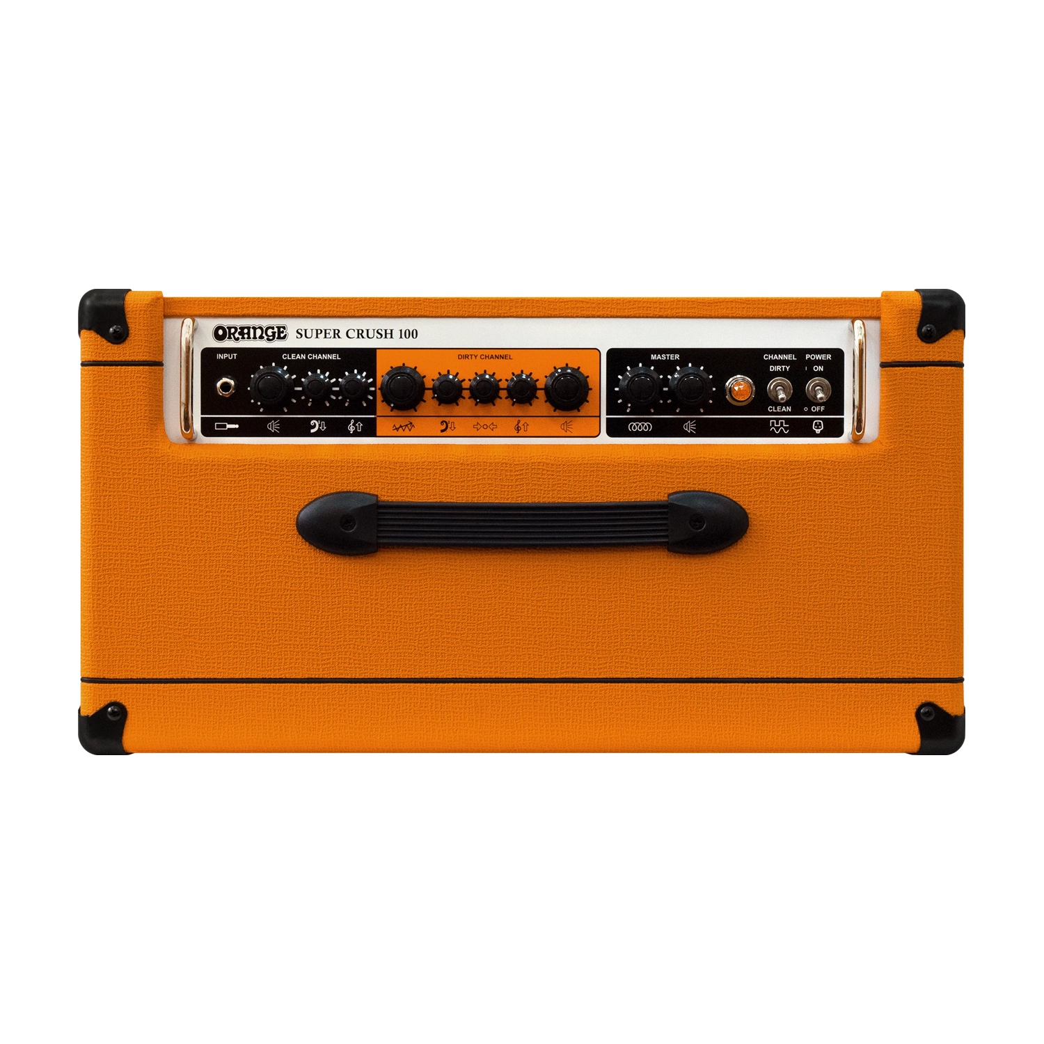 Orange Super Crush 100-watt solid-state 1 x 12" combo, top panel view