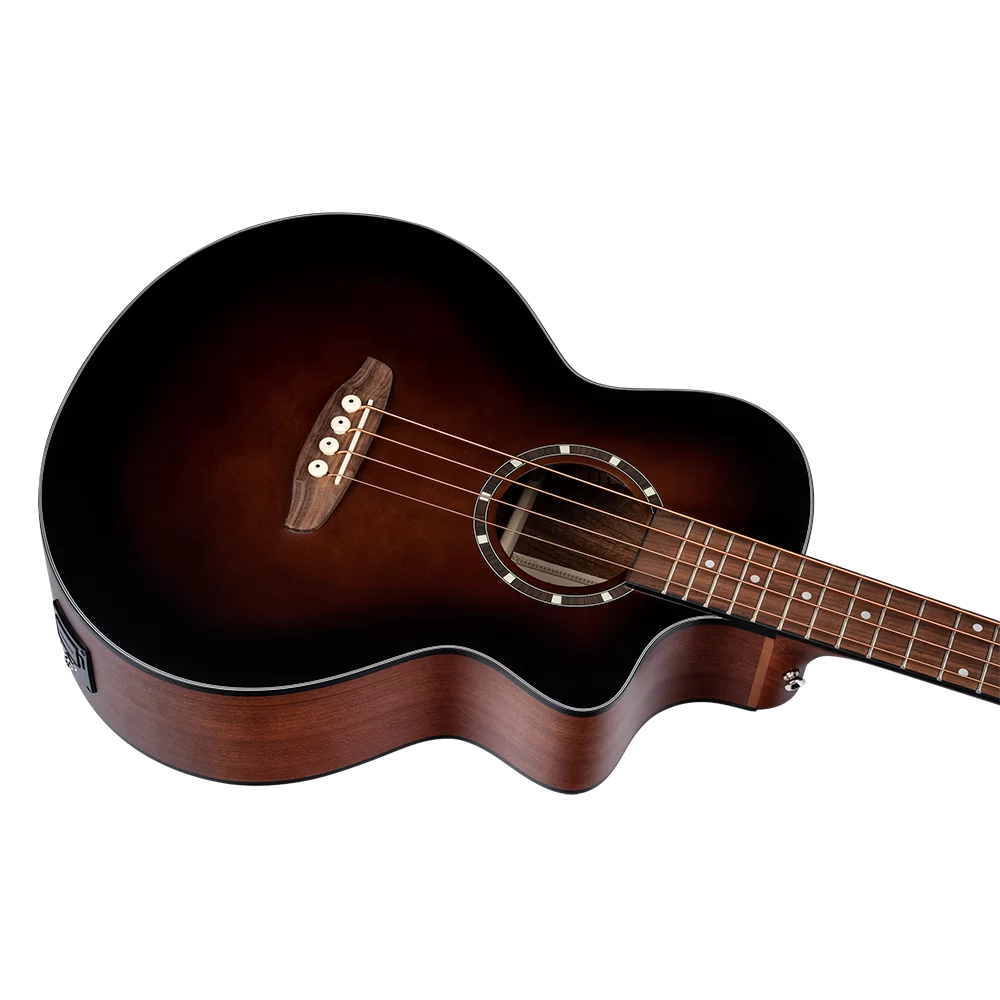 Ortega D7CE 4-String Acoustic Electric Cutaway Bass Guitar - Bourbon Fade