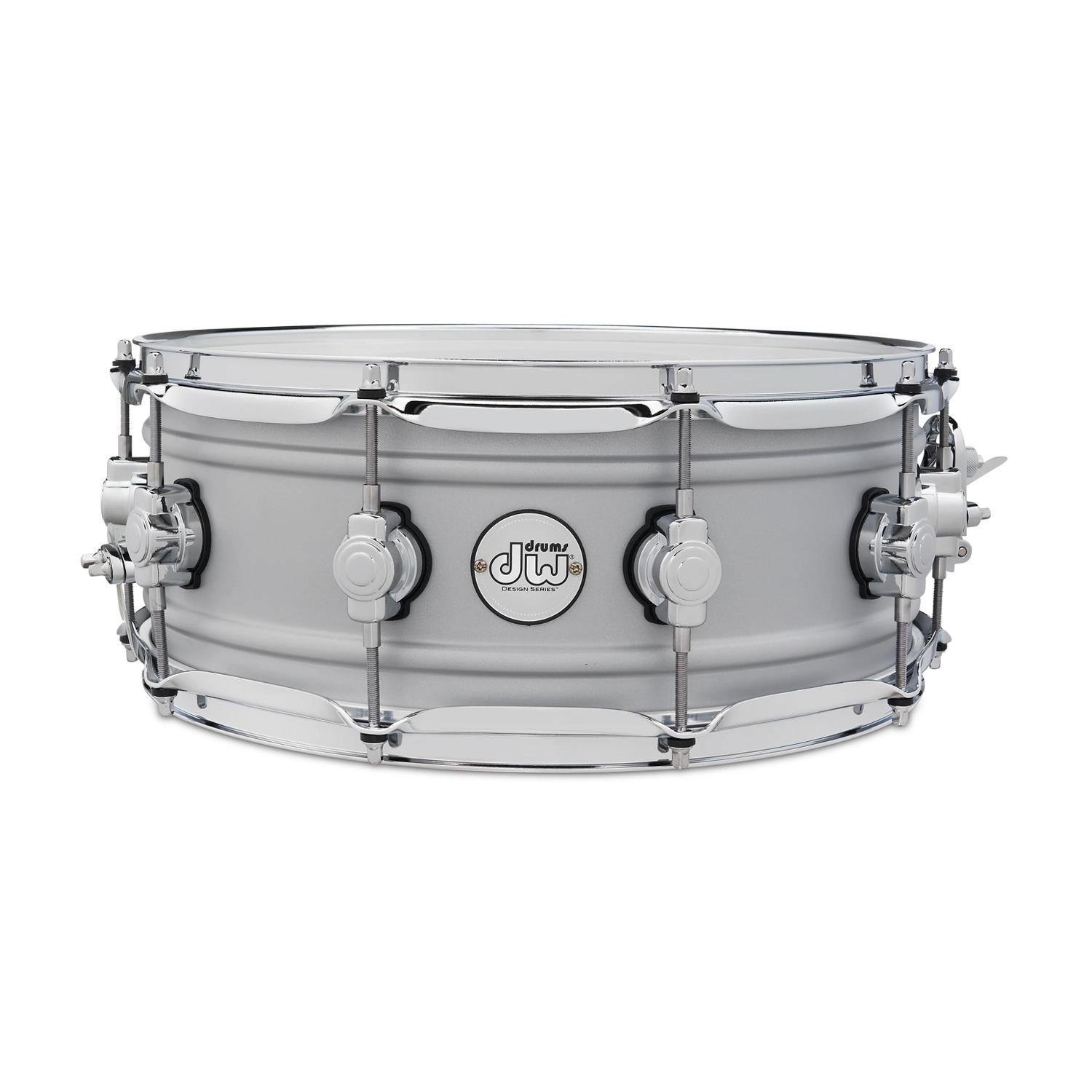 DW Design Series 5.5" X 14" Aluminium Snare Drum - Matte Aluminum front view
