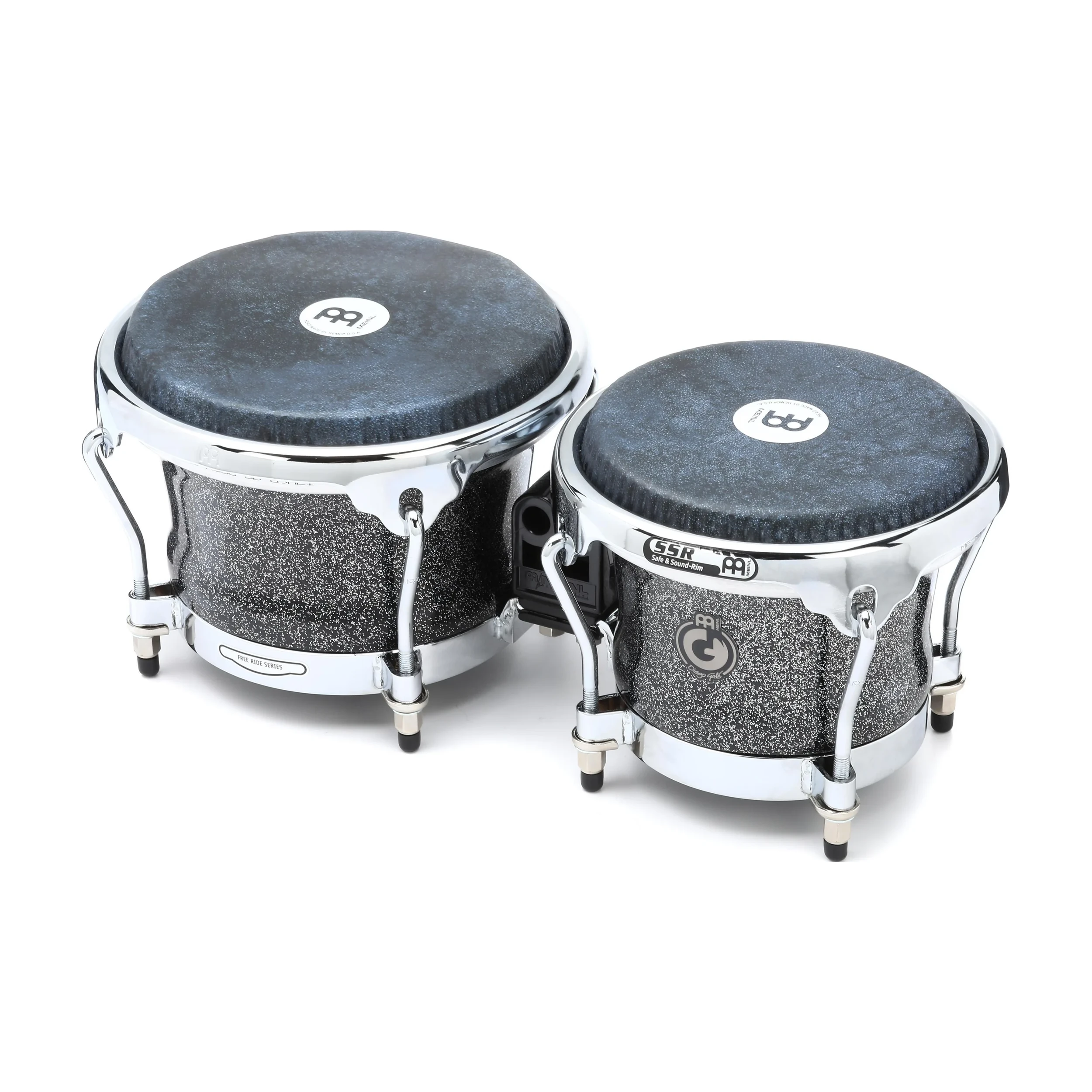 Front angle view of Meinl Percussion DG400MS Diego Galé Signature Bongos - Midnight Star