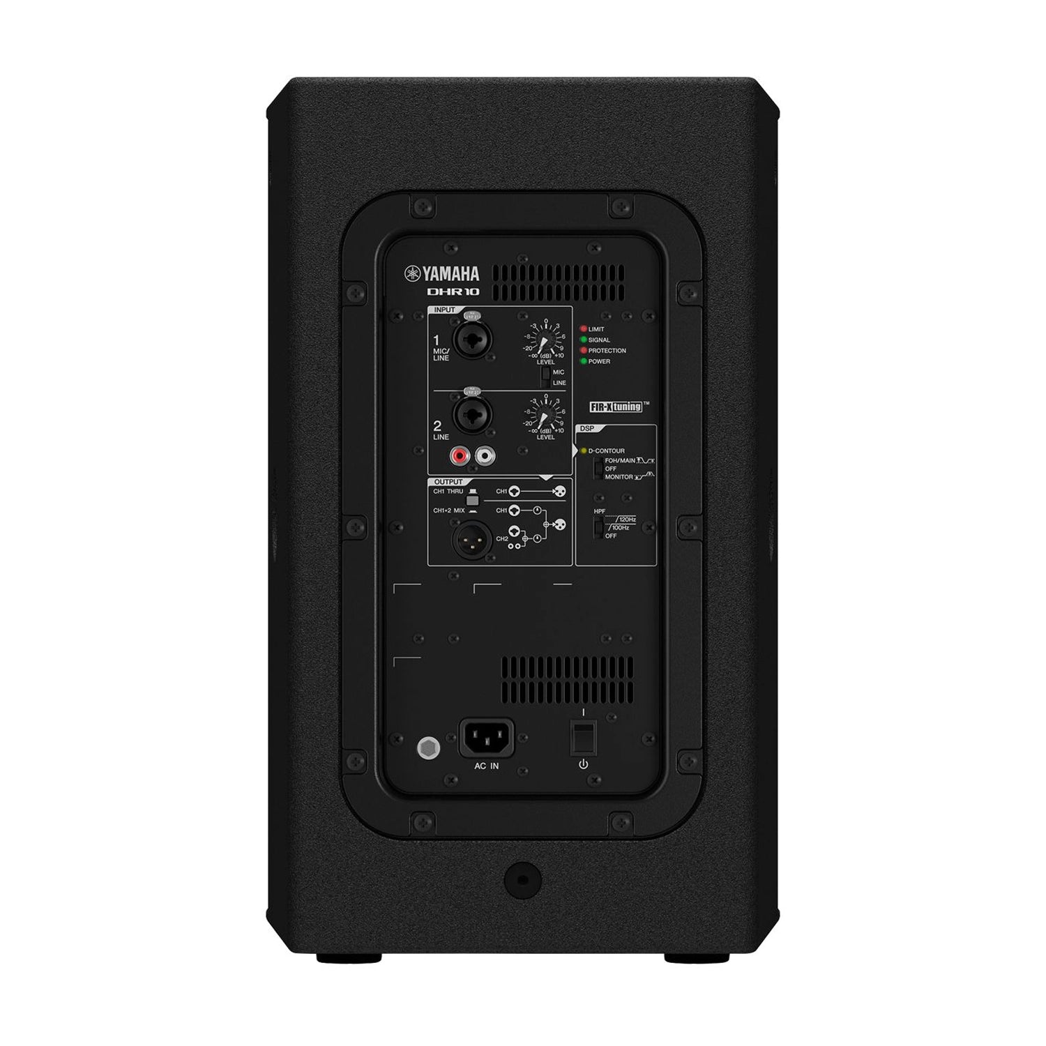 Yamaha DHR10 700W 10-inch Powered Loudspeaker back panel view