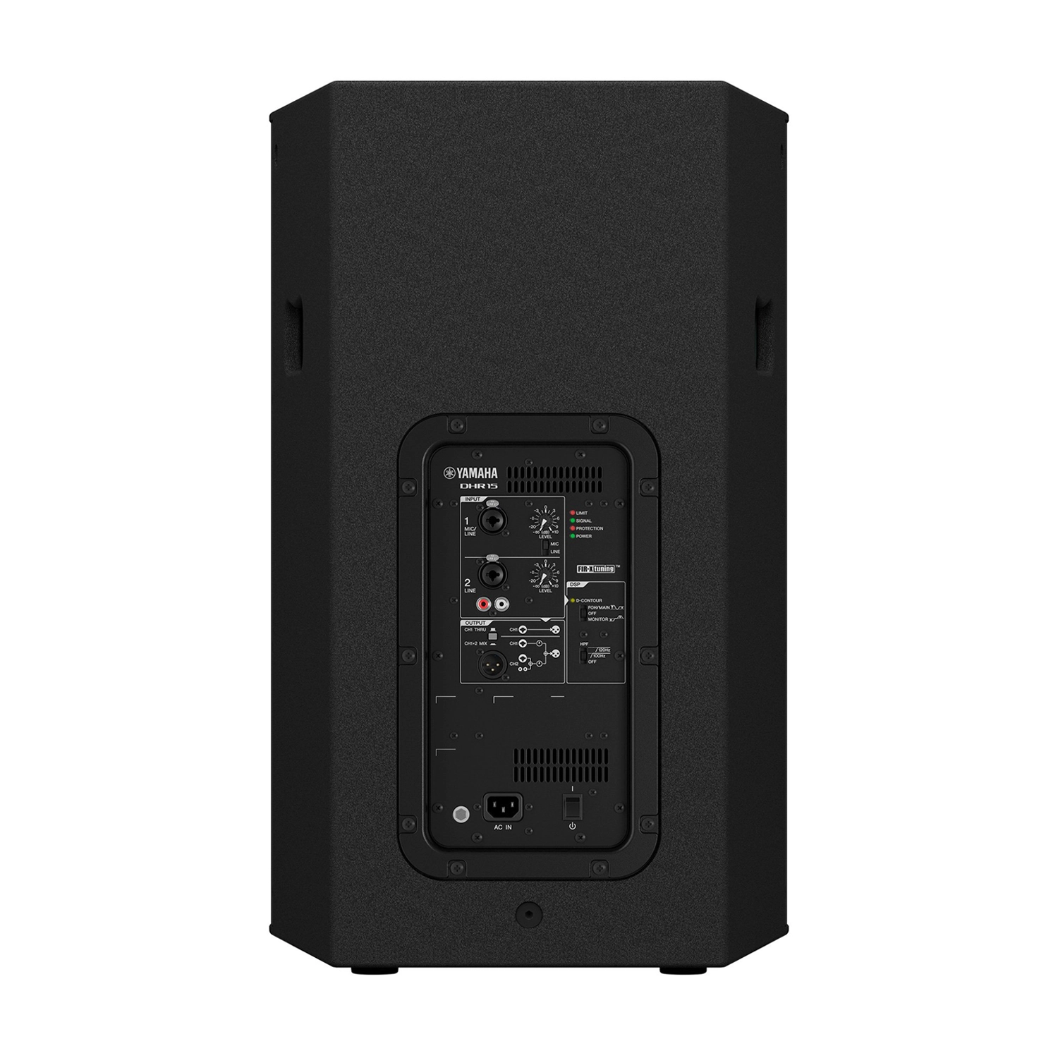 Yamaha DHR15 1000W 15-inch Powered Loudspeaker back panel view