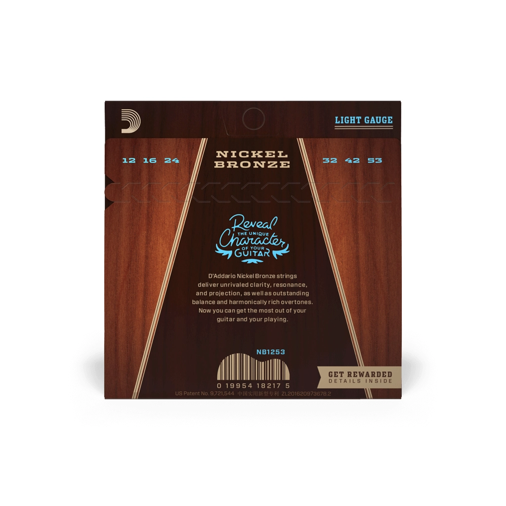 D'Addario Acoustic Guitar Strings Nickel Bronze NB1253 12-53