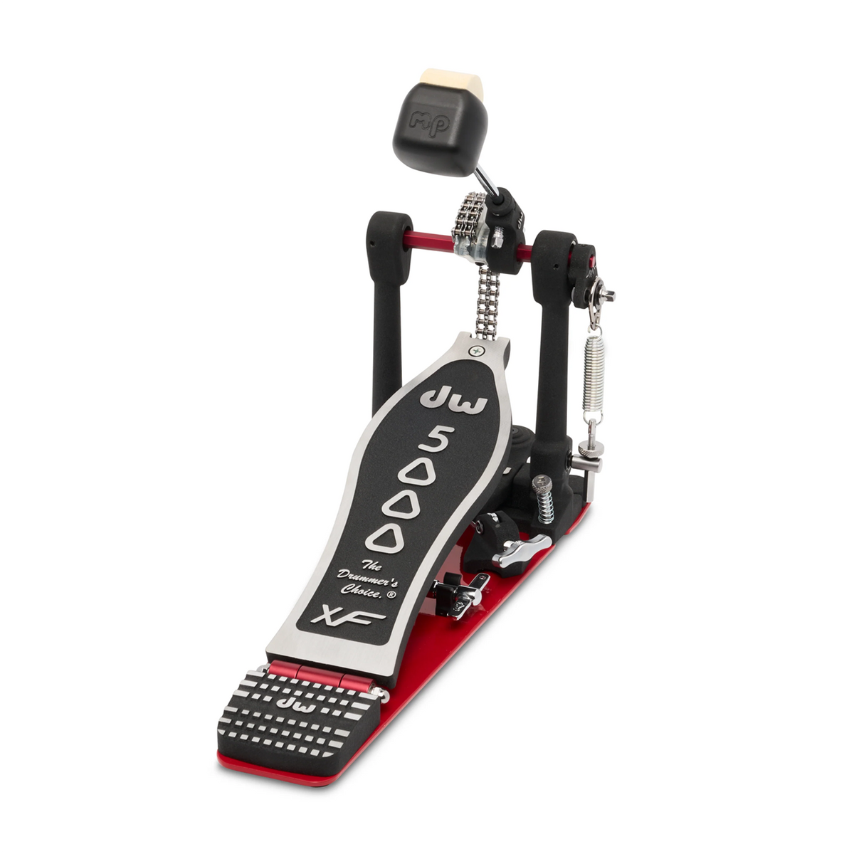 DW 5000 Series Accelerator Single Bass Drum Pedal Extended Footboard front angle view