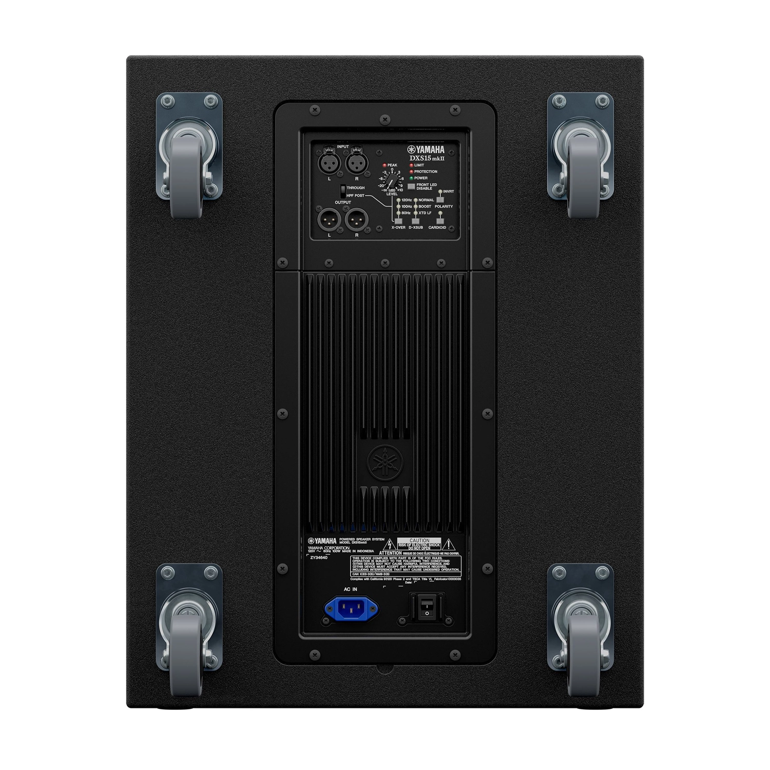 Yamaha DXS15mkII 1020W 15 inch Powered Subwoofer back panel view