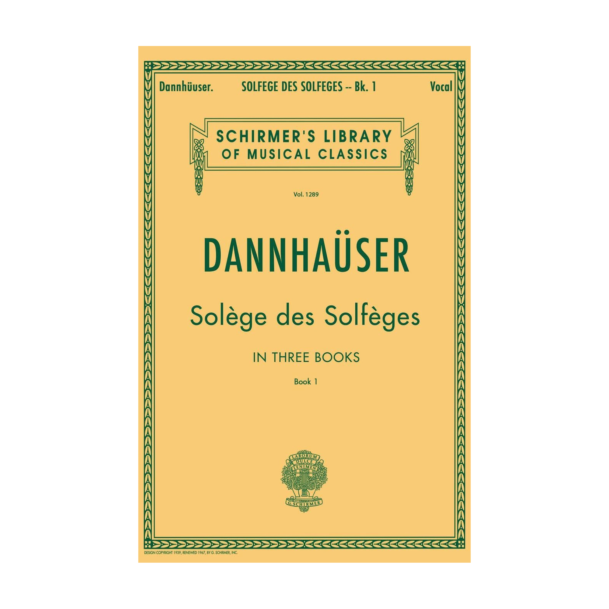 Front view of Dannhauser Solfège de Solfèges Book 1