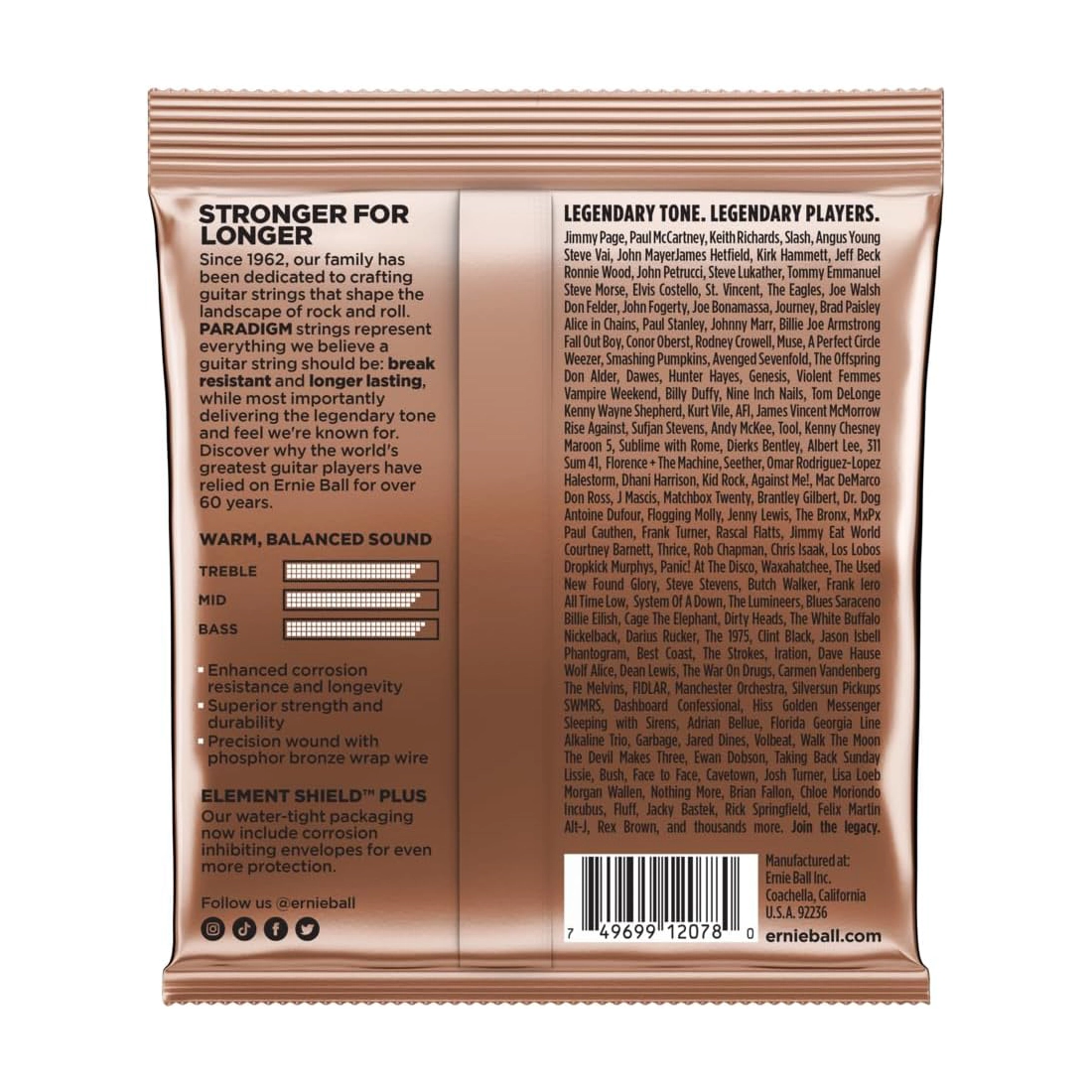 Ernie Ball Paradigm Phosphor Bronze Acoustic Guitar Strings 11-52 Gauge
