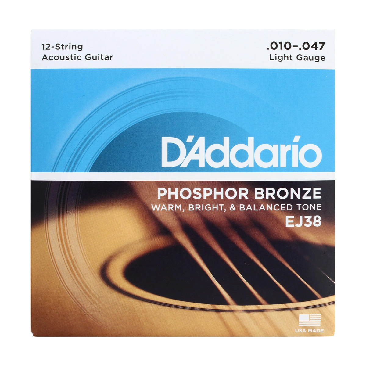D'Addario Phosphor Bronze Cuerdas Para Guitarra Acústica De 12 Cuerdas - .010-.047 Light