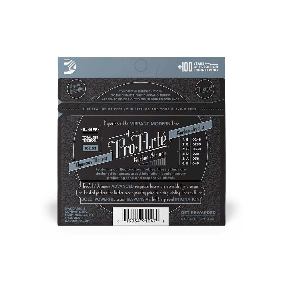D'Addario Hard Tension Pro-Arte Carbon, Dynacore Basses Classical Guitar Strings