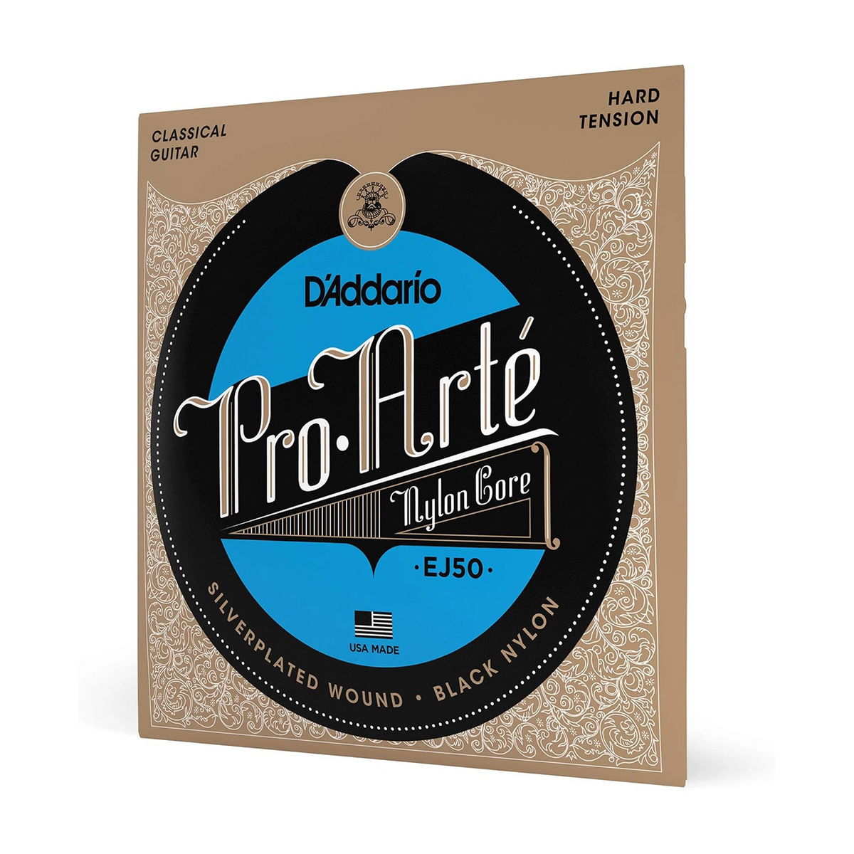 D'Addario EJ50 Pro Arte Black Nylon Classical Guitar Strings front side angle view