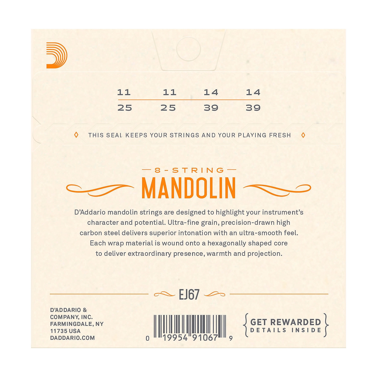 D'Addario EJ67 8 String Medium Nickel Mandolin Strings