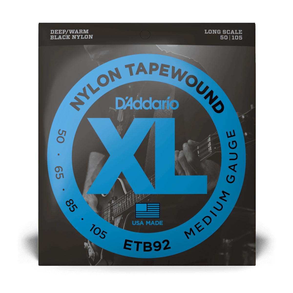 D'Addario ETB92 Nylon Tapewound Medium Gauge Bass Strings 50-105
