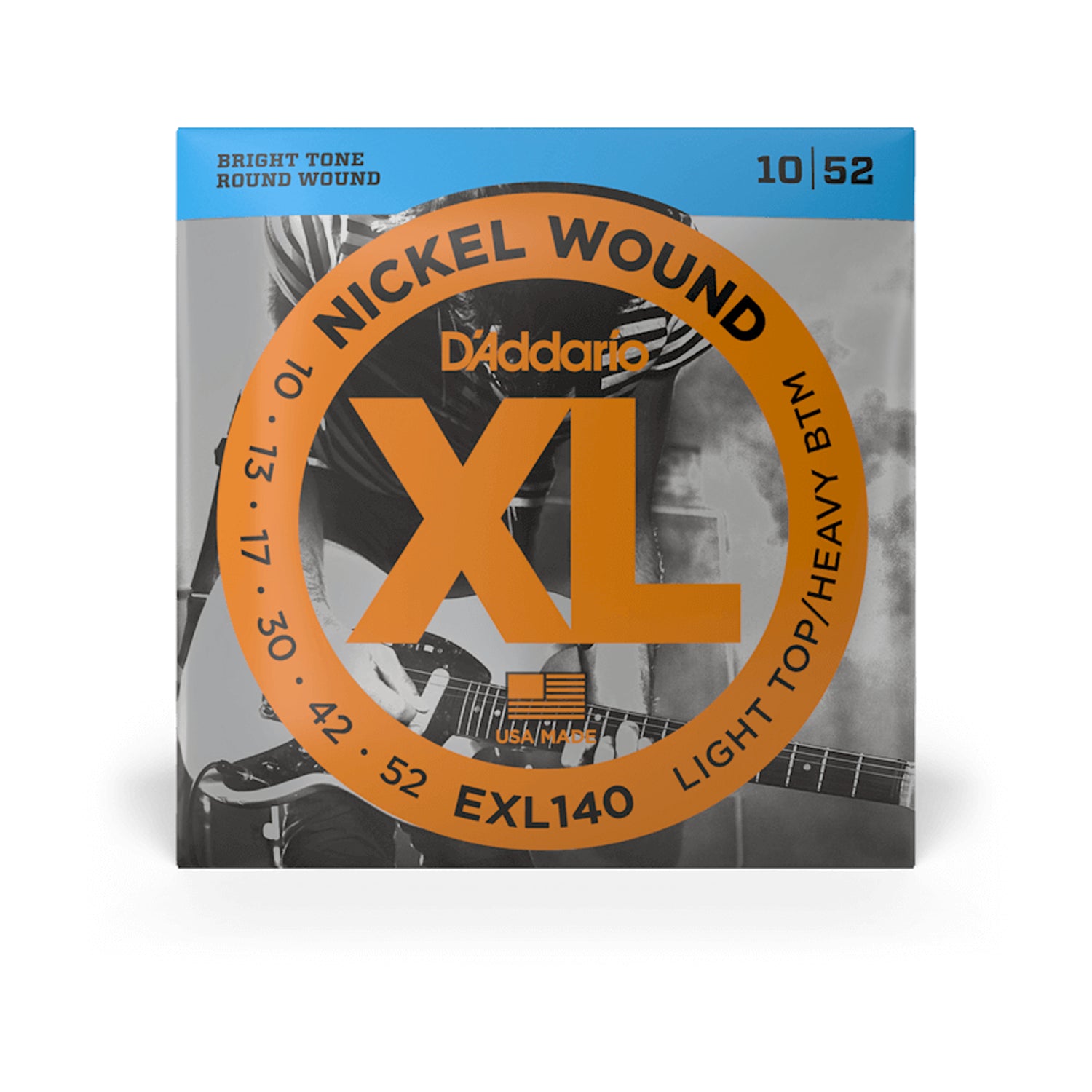 D'Addario EXL140 XL Nickel Wound Electric Guitar Strings - .010-.052 Light Top/Heavy Bottom