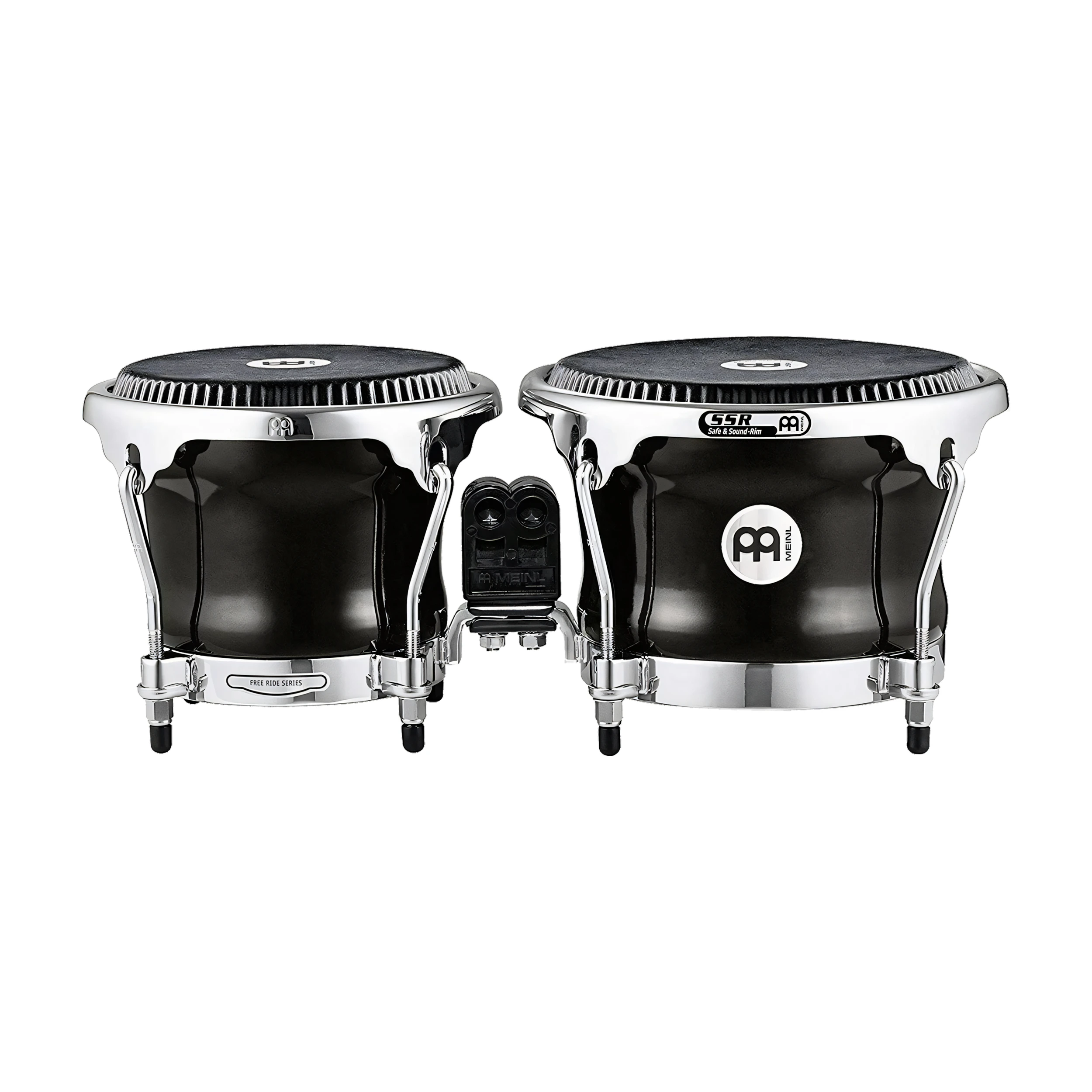 Front view of Meinl Percussion FFBR400BK Fibercraft Series Fiberglass Bongos - Black