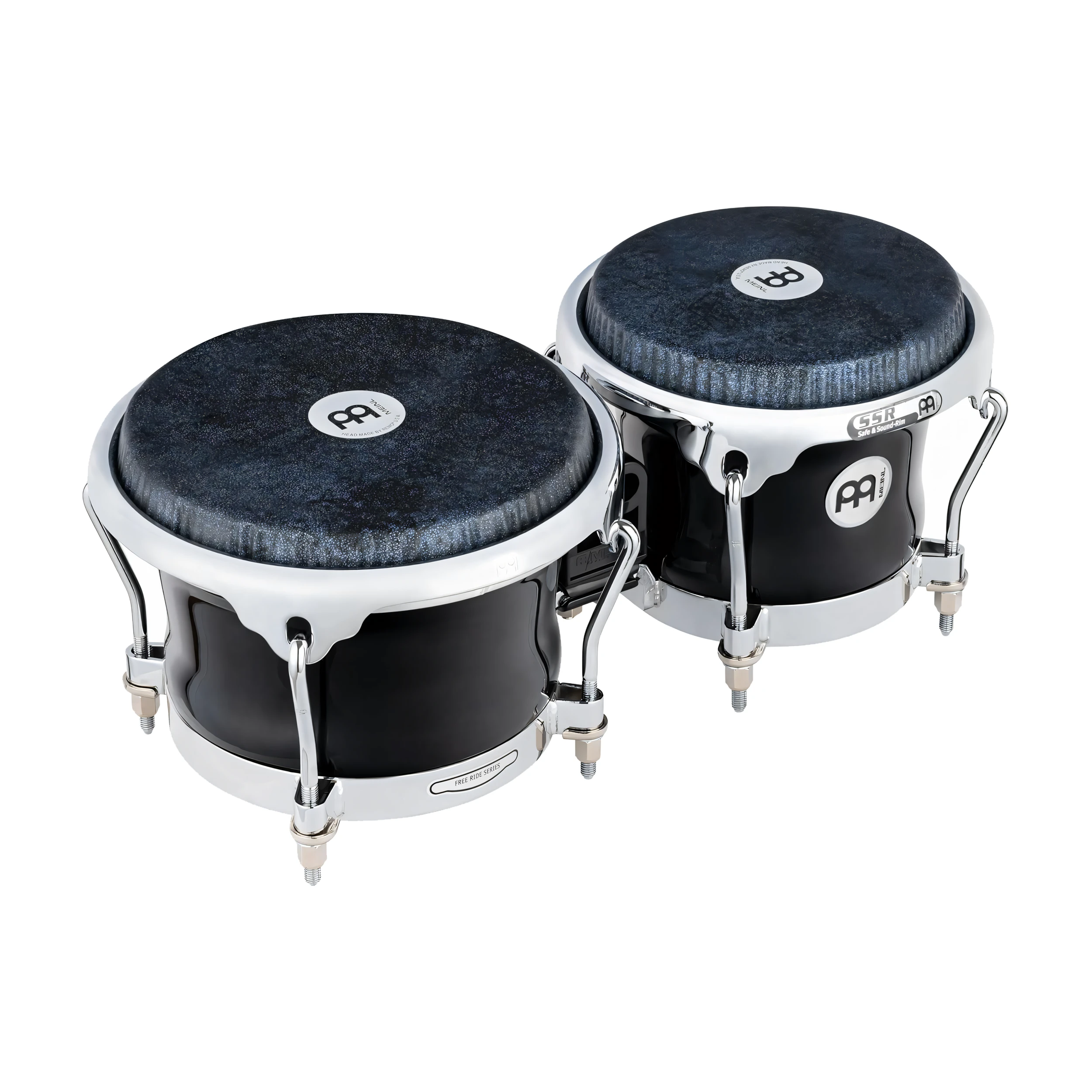 Full view of Meinl Percussion FFBR400BK Fibercraft Series Fiberglass Bongos - Black