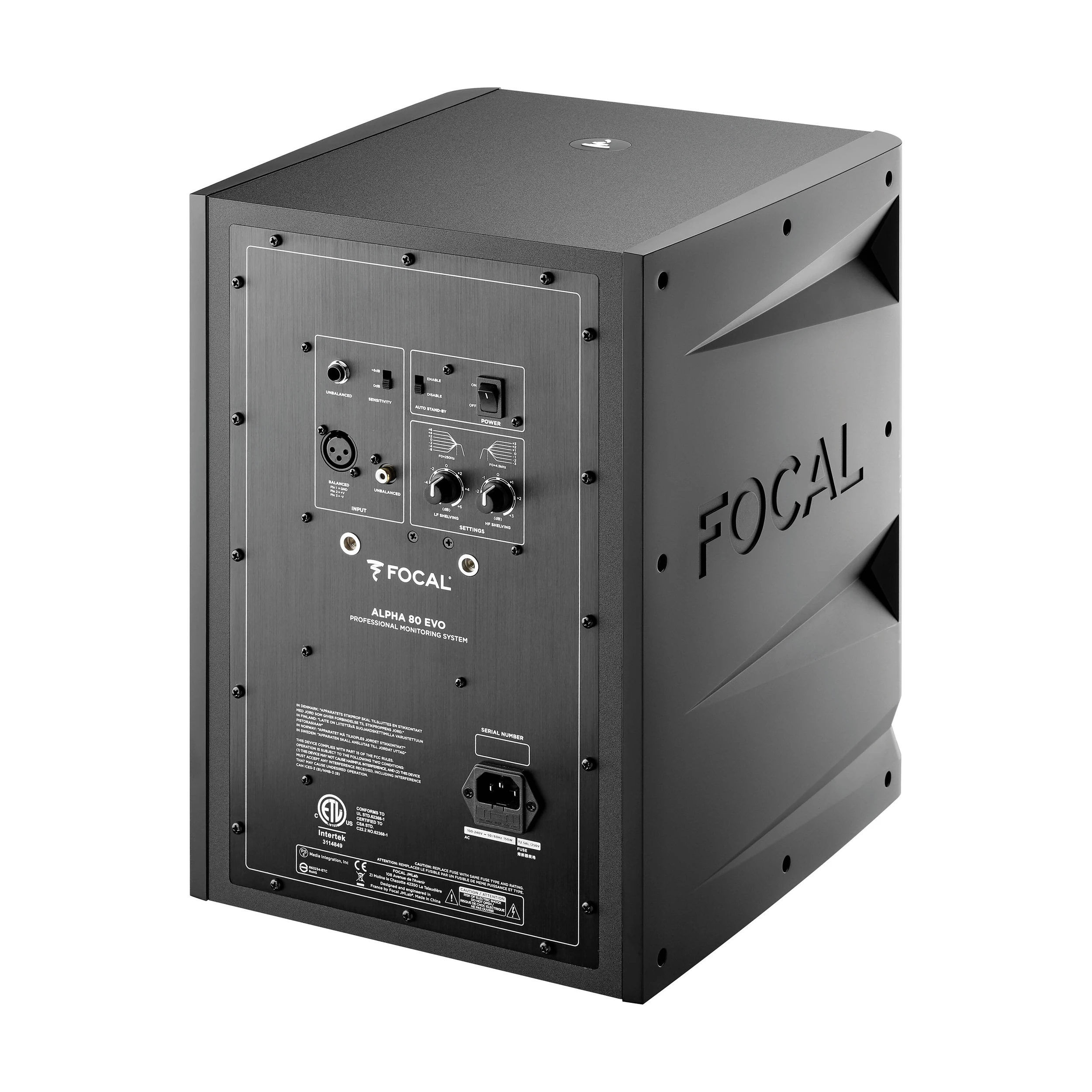 Back angle view of Focal Alpha 80 Evo 8" Powered Studio Monitor