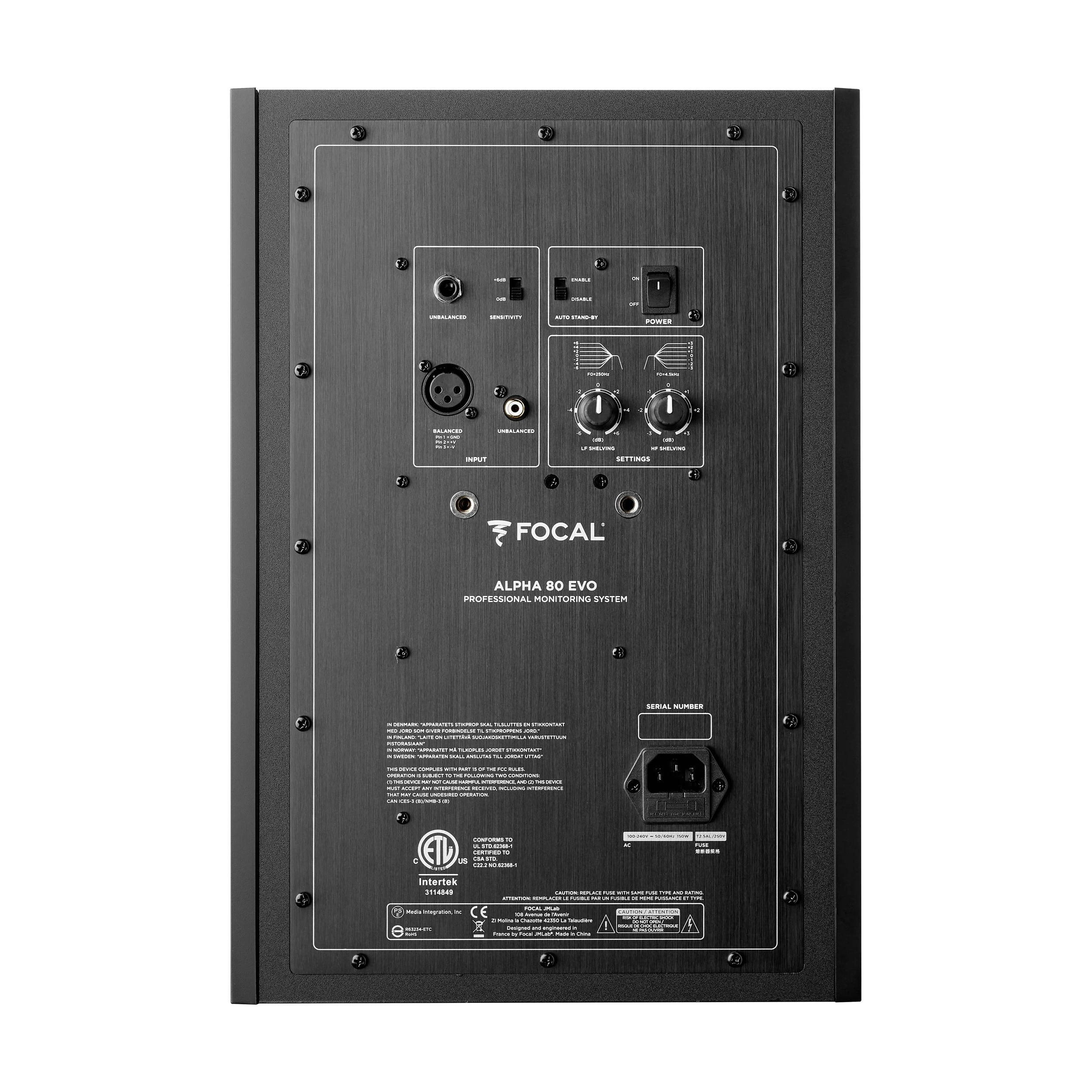 Back view of Focal Alpha 80 Evo 8" Powered Studio Monitor