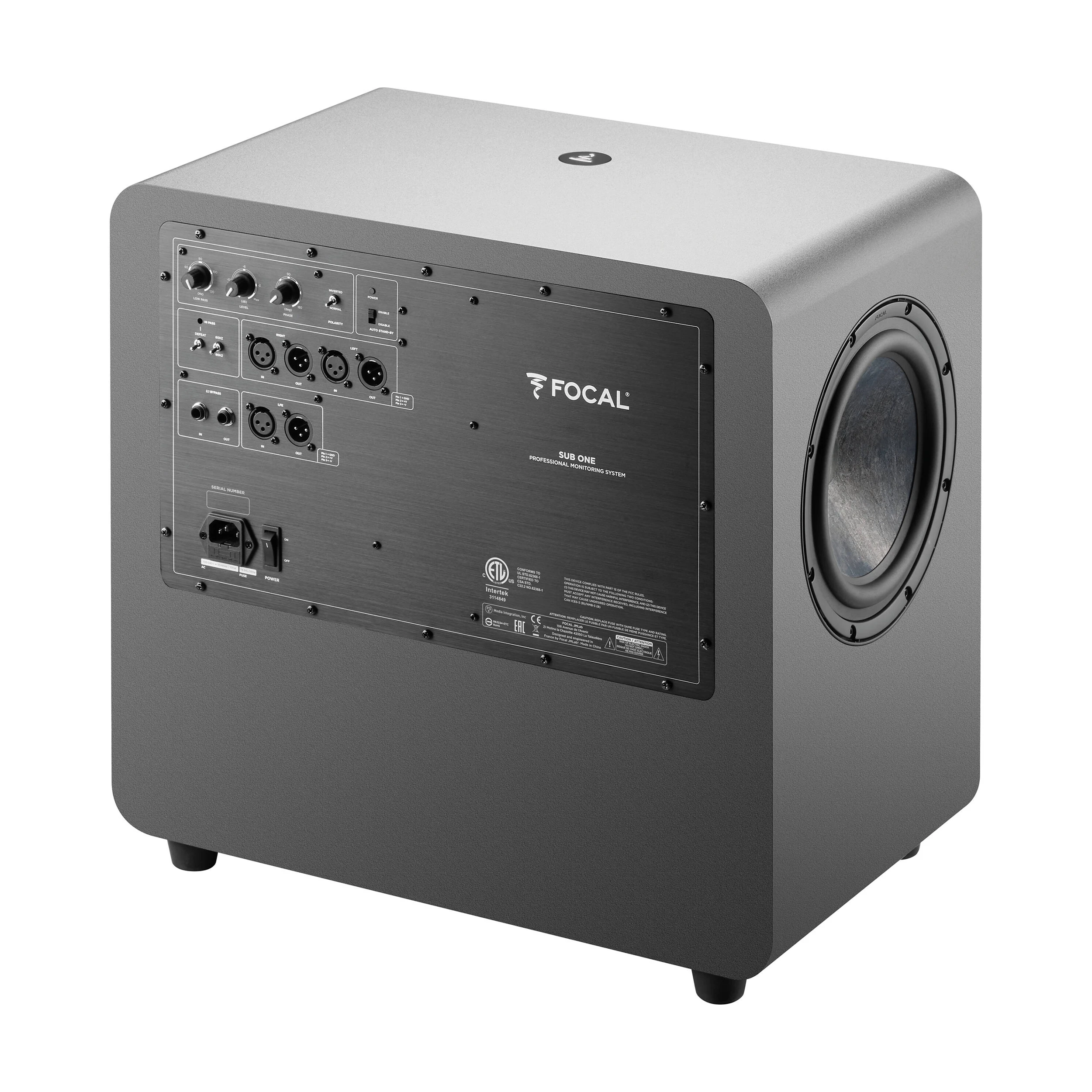 Back angle view of Focal Sub One 8" Powered Studio Subwoofer