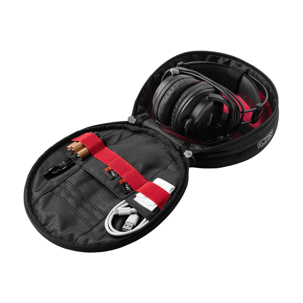 Gator Cases Icon series bag for various headphones, open compartment view with components