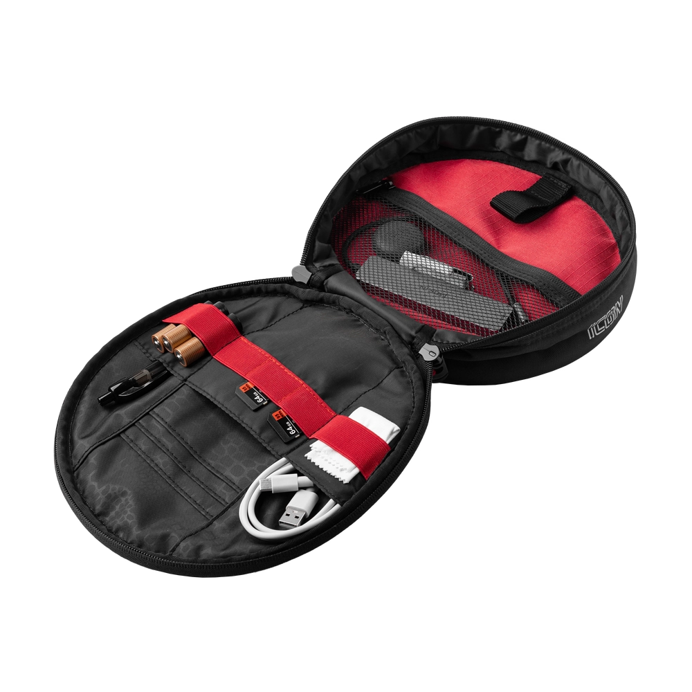 Gator Cases Icon series bag for various headphones, open compartment view, with contents