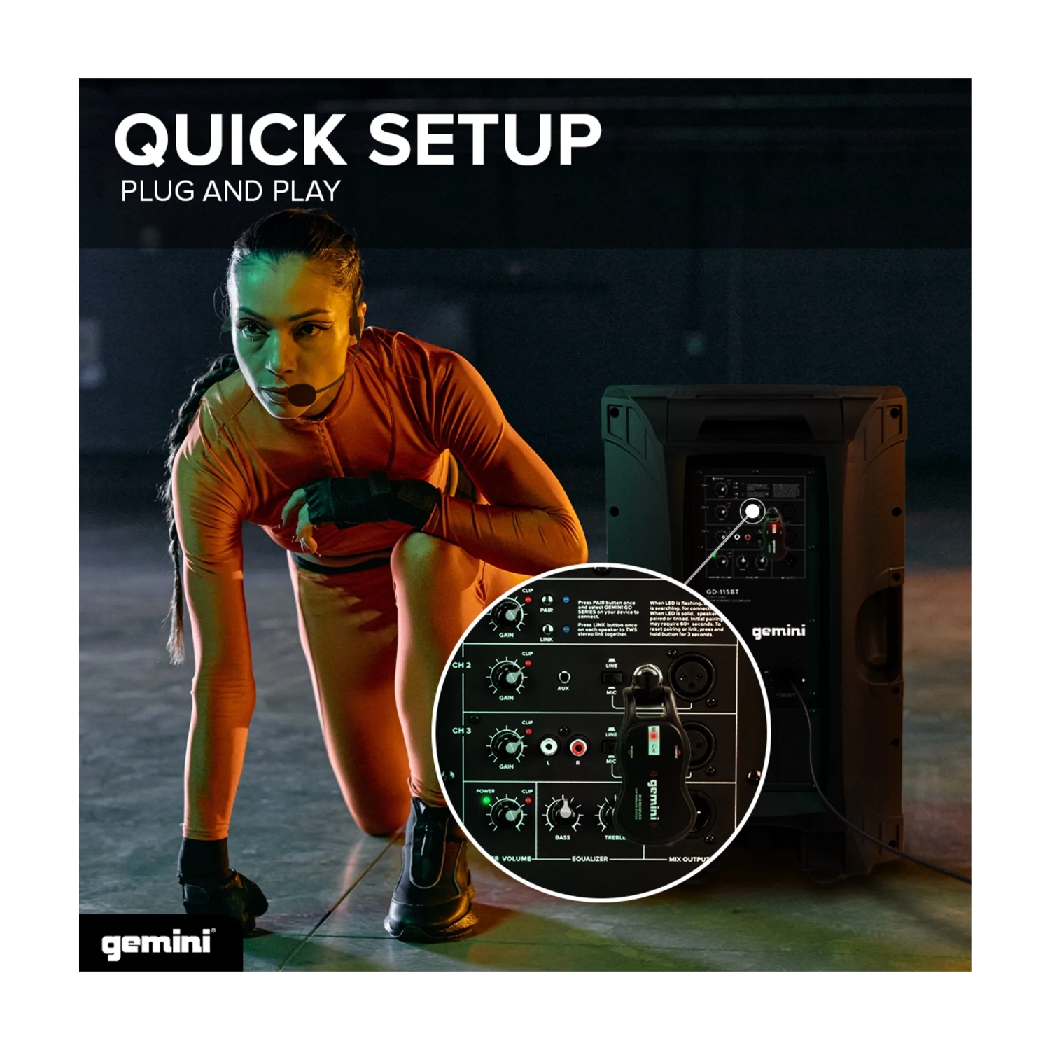 Gemini GMU-HSL100 Bodypack UHF Wireless Microphone System