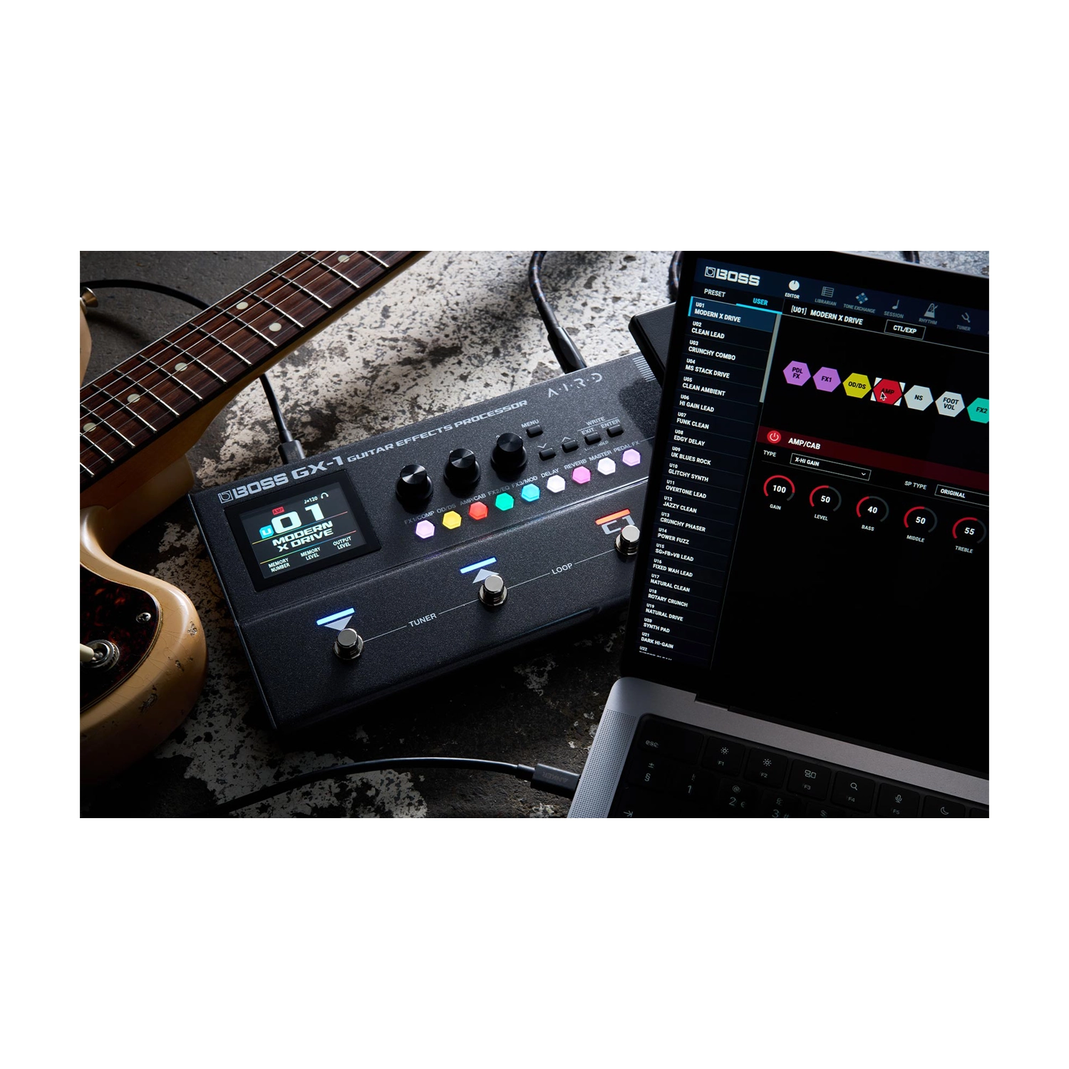 Boss GX-1 Guitar Effects Processor Pedal recording session Lifestyle
