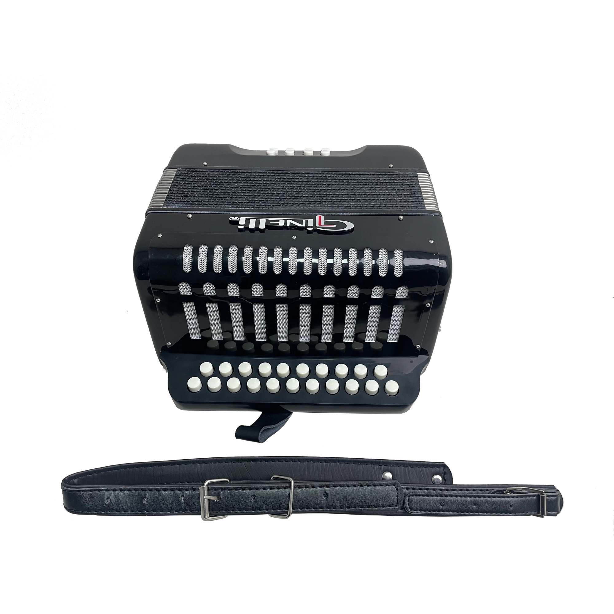 Ginelli 1201 Accordion W/ 21 Buttons & 8 Bass - Black