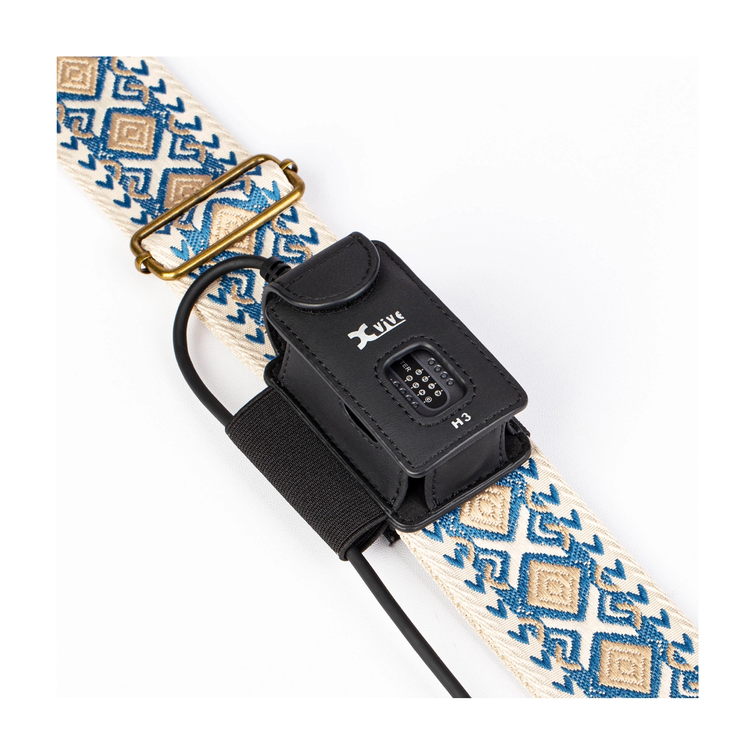 Xvive H3 Transmitter Holder For Xvive A58 And P58 on guitar strap