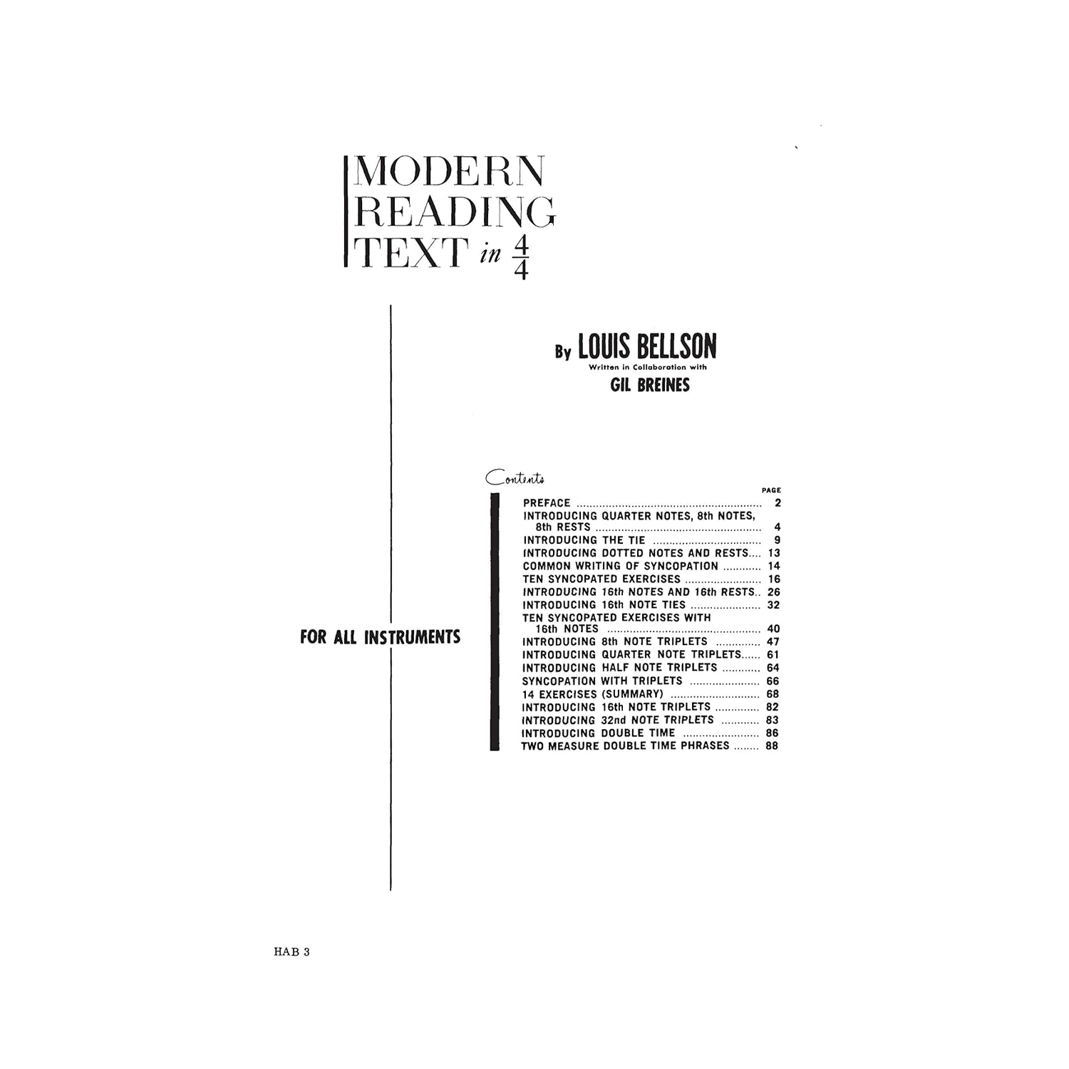 Modern Reading Text in 4/4 By Louis Bellson and Gil Breines