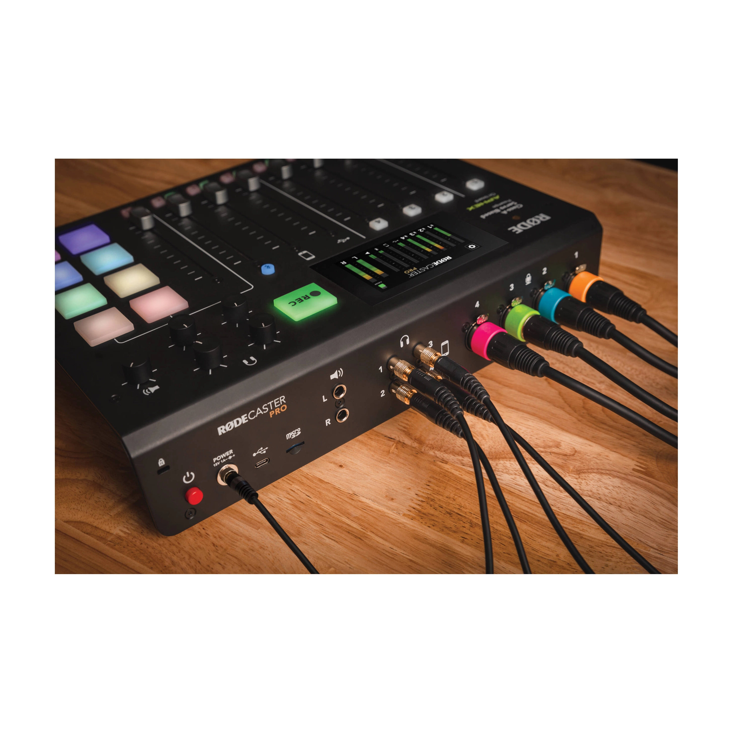 View of Rode HJA-4 3.5mm to 1/4 Inch TRS Headphone Adapters - 4-Pack connected in a mixer