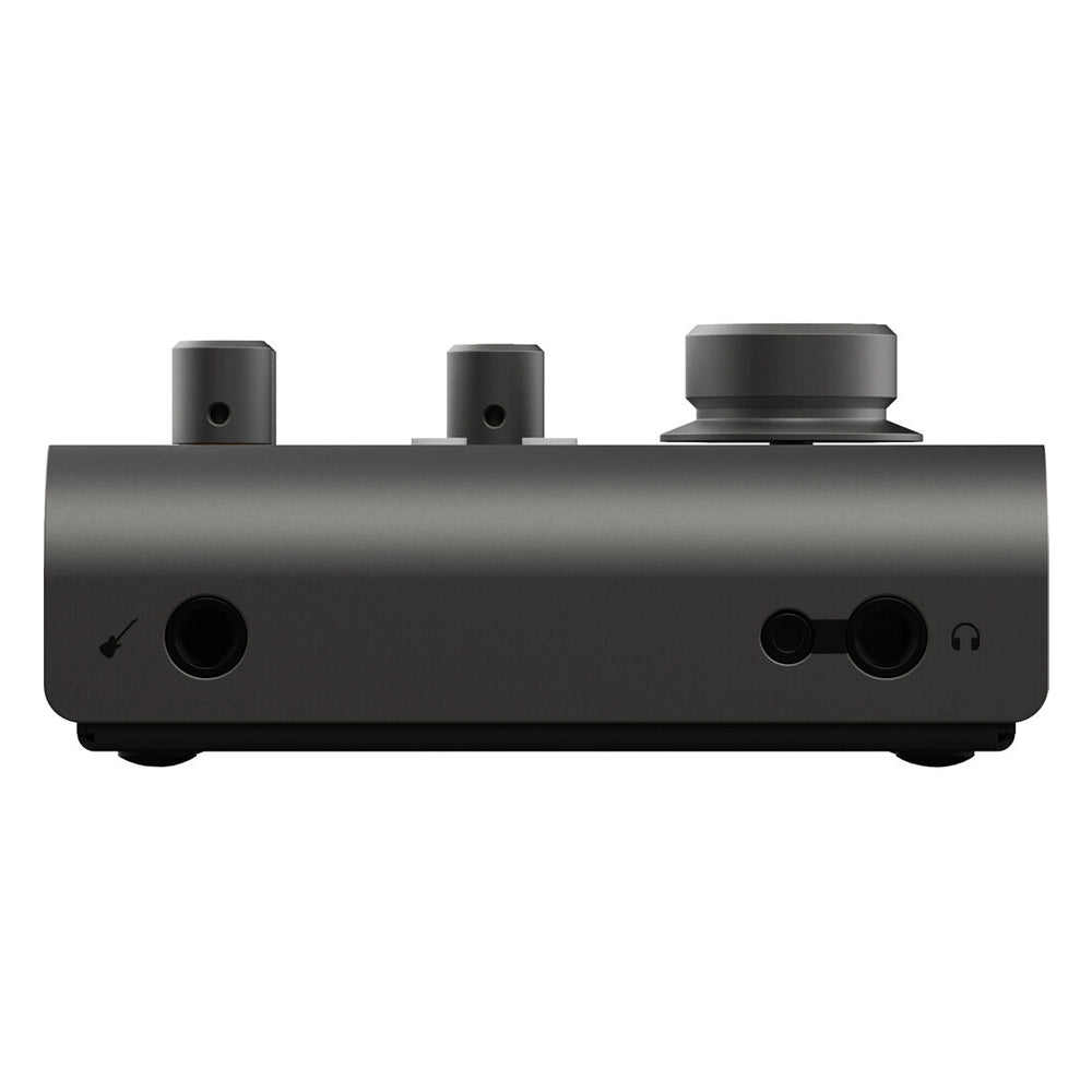 Audient ID4 MkII Usb-C Audio Interface front side panel view with inputs