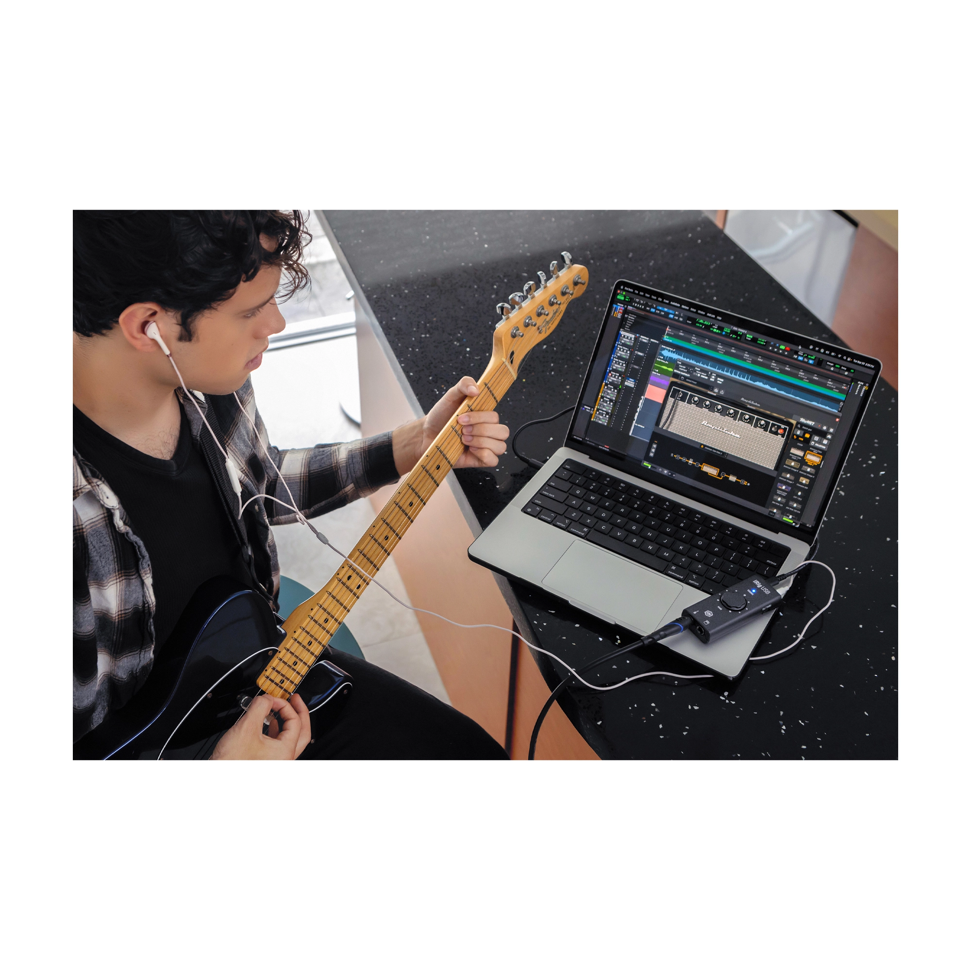 Ik Multimedia IRIG USB Guitar Interface lifestyle with Electric guitar player