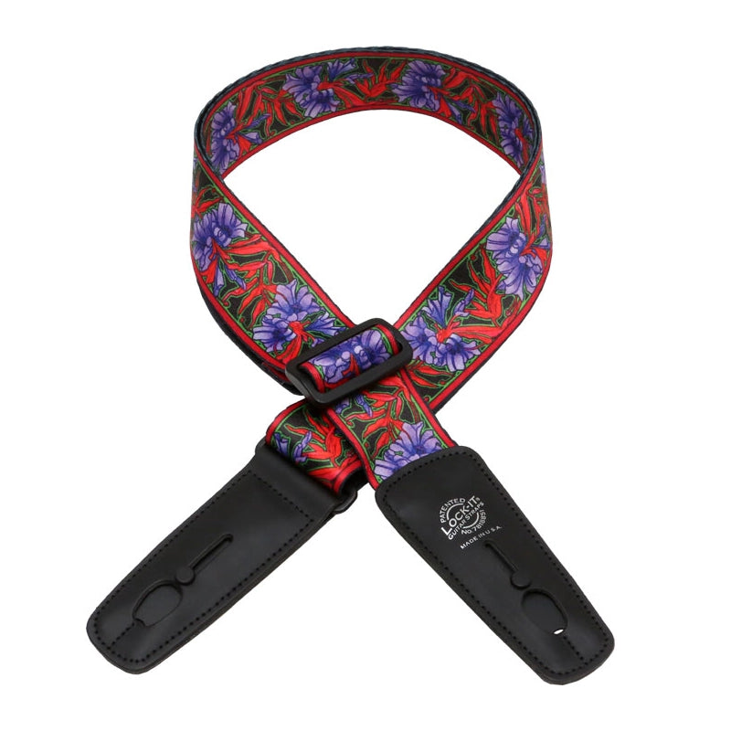 Lock-It Straps Bob Masse Series 2" Plush Poly Strap With Locking Ends - Purple Flowers