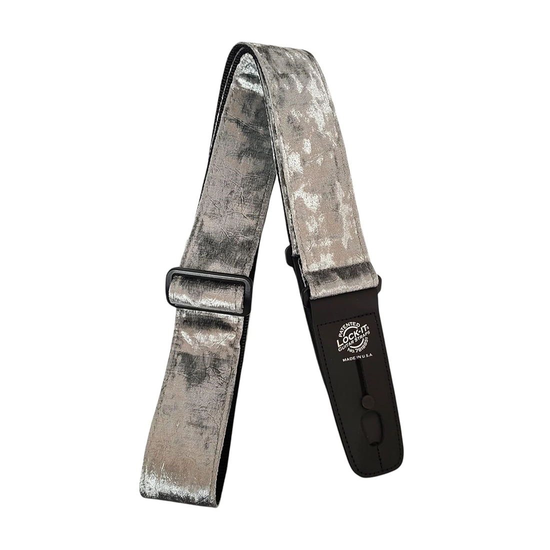 Lock-It Straps Lis-073cv2-Slv Crushed Velvet Guitar Strap - Silver
