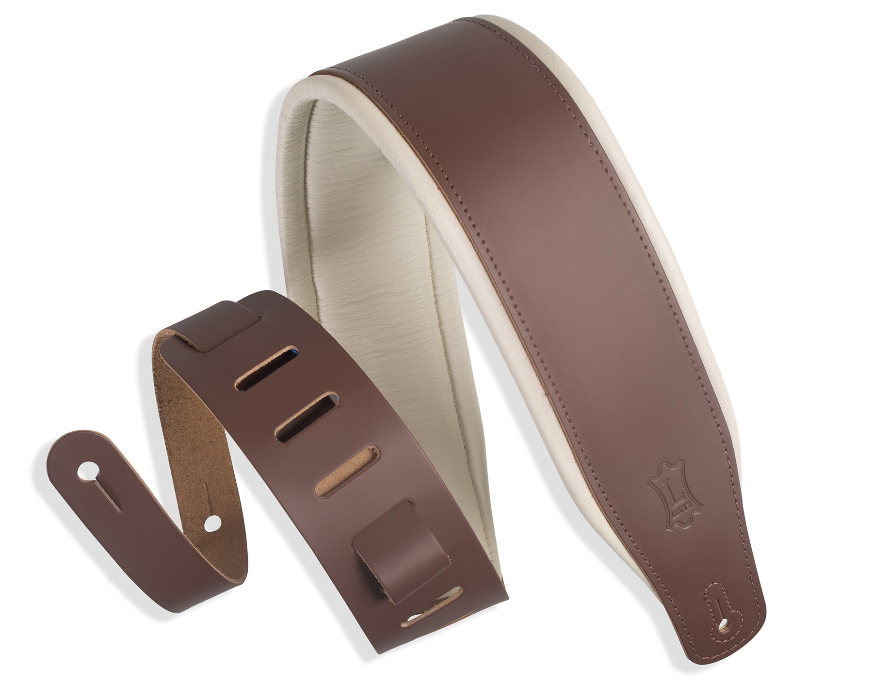 Levy's M26PD Top Grain Leather Guitar Strap - Brown And Cream