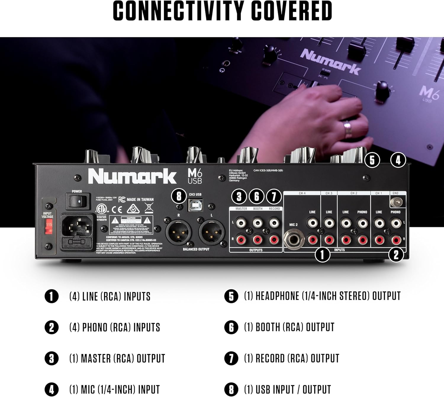Numark M6 USB 4-Channel USB DJ Mixer