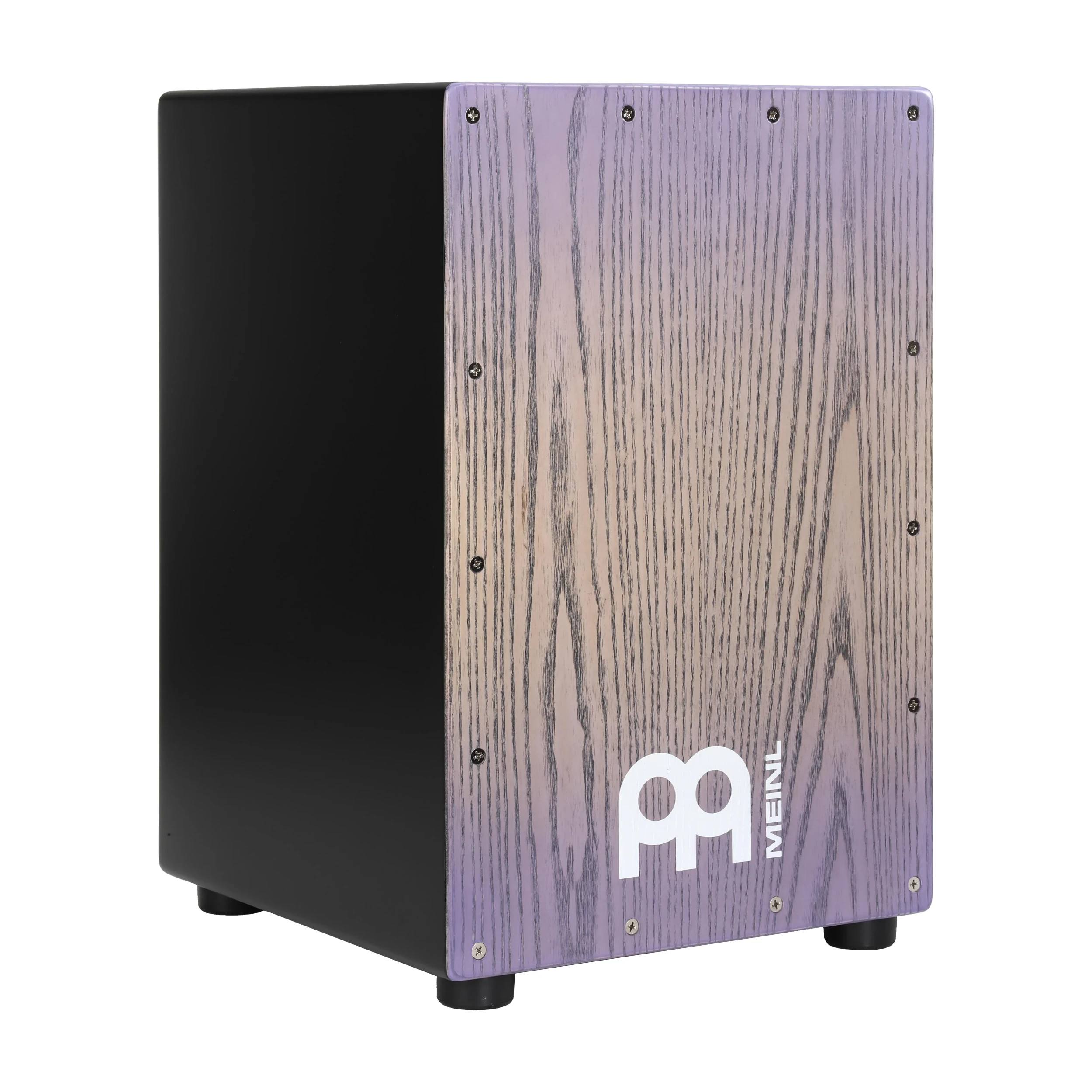 Front angle view of MEINL Headliner® Series Snare Cajon Lilac Purple Fade