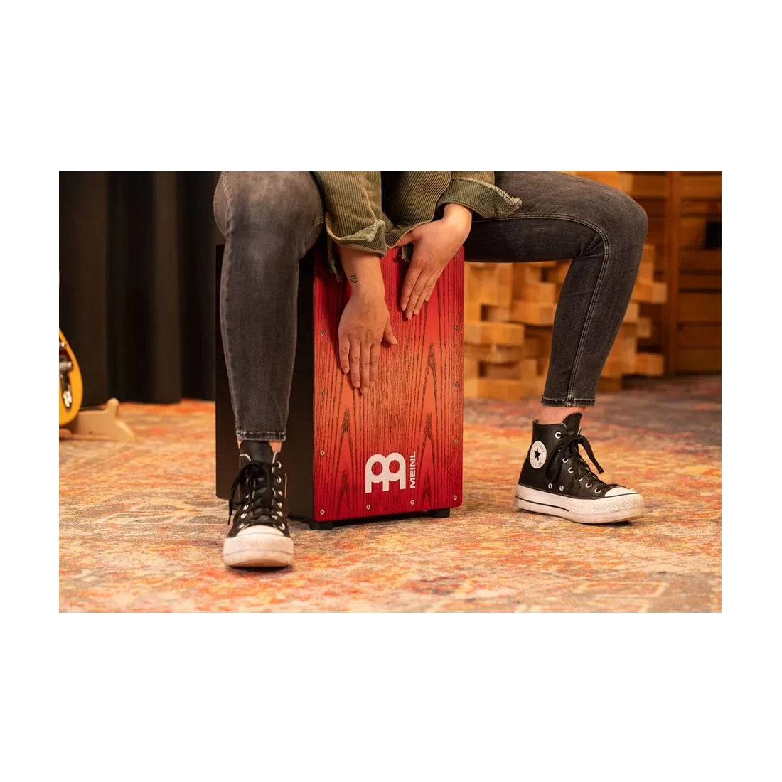 Meinl Percussion Headliner MCAJ100BK Snare Cajon - Tango Red Fade