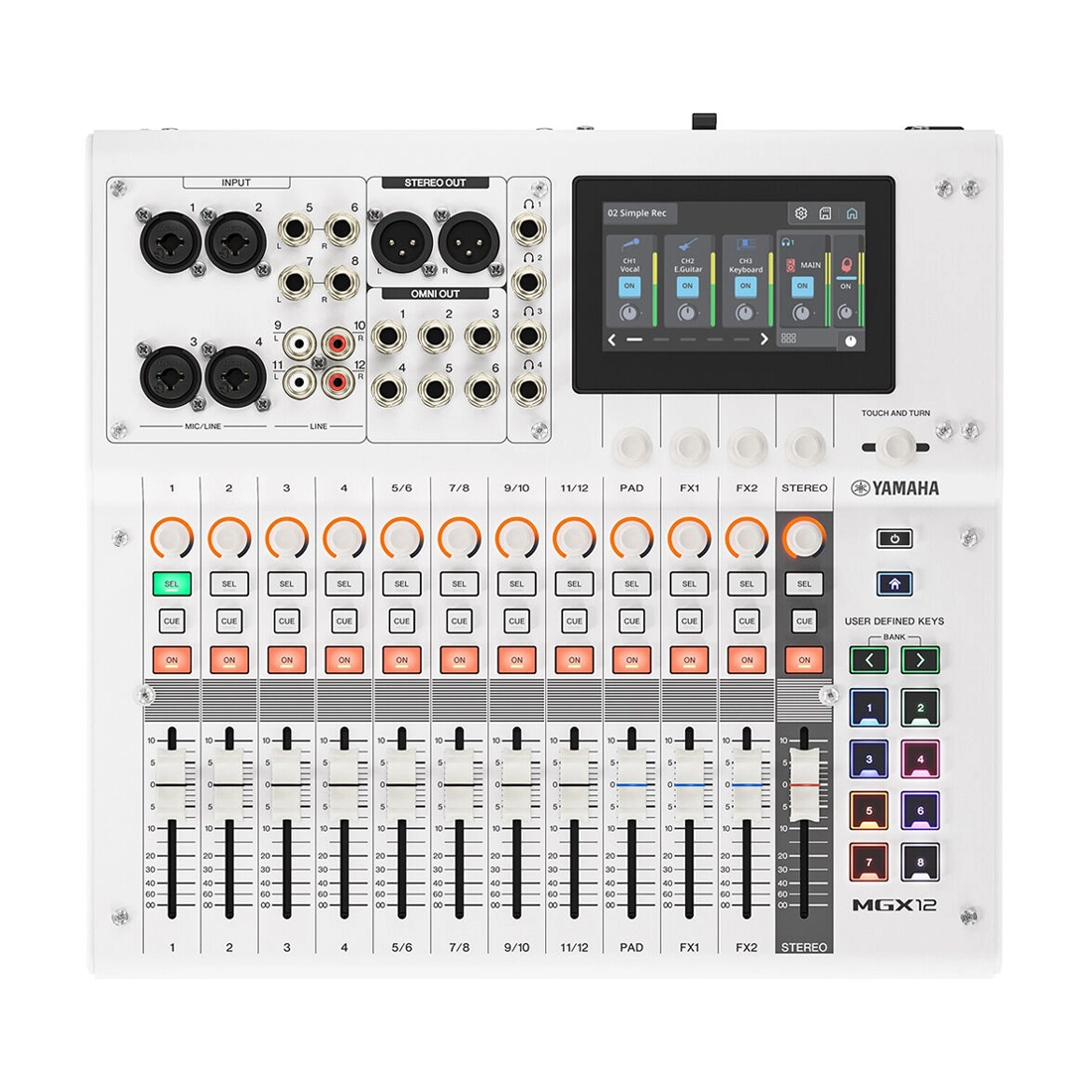 Yamaha MGX12 18-Channel Digital Mixing Console white top view