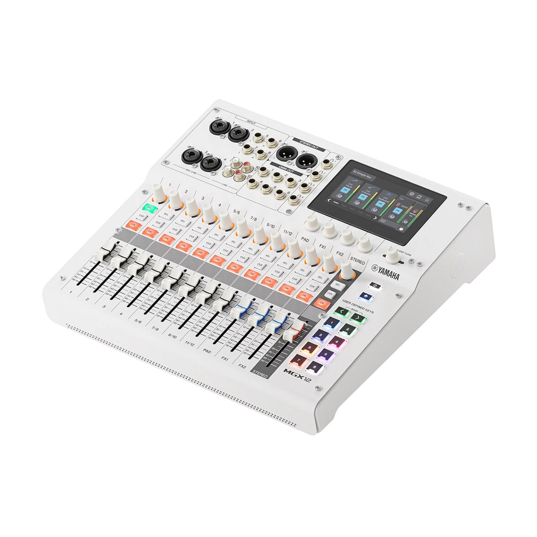 Yamaha MGX12 18-Channel Digital Mixing Console whtie front side angle view