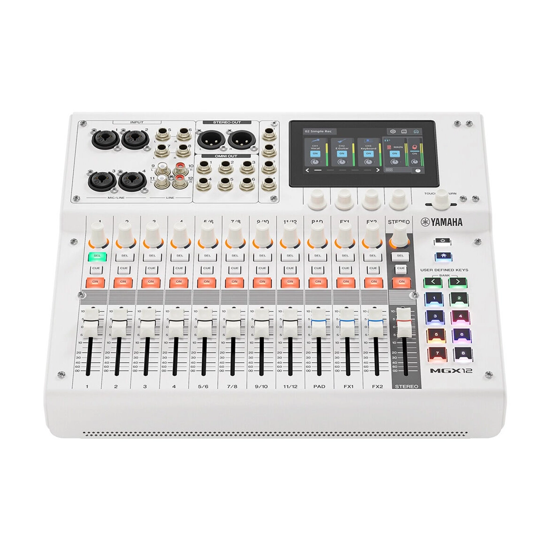 Yamaha MGX12 18-Channel Digital Mixing Console white top front view