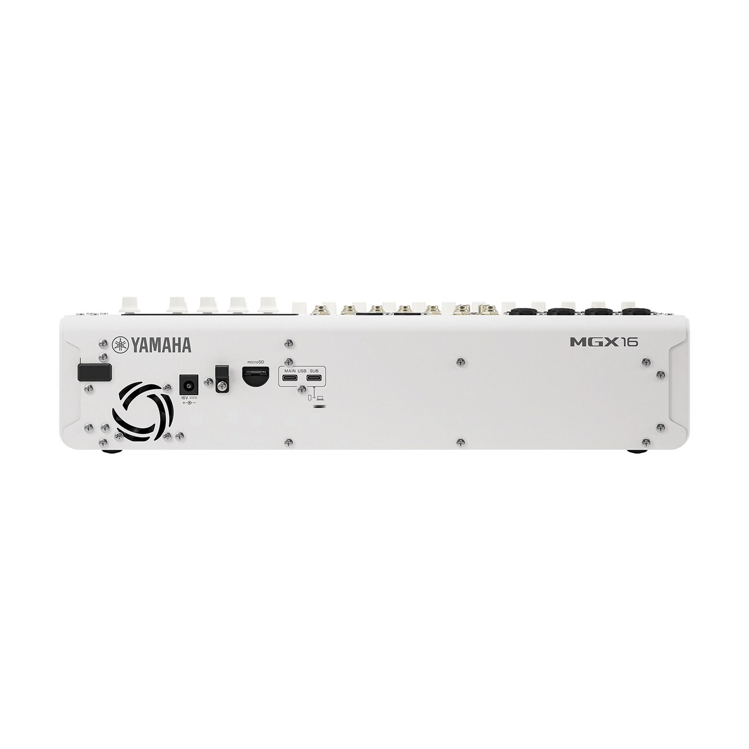 Yamaha MGX16 22-Channel Digital Mixing Console white back side panel view
