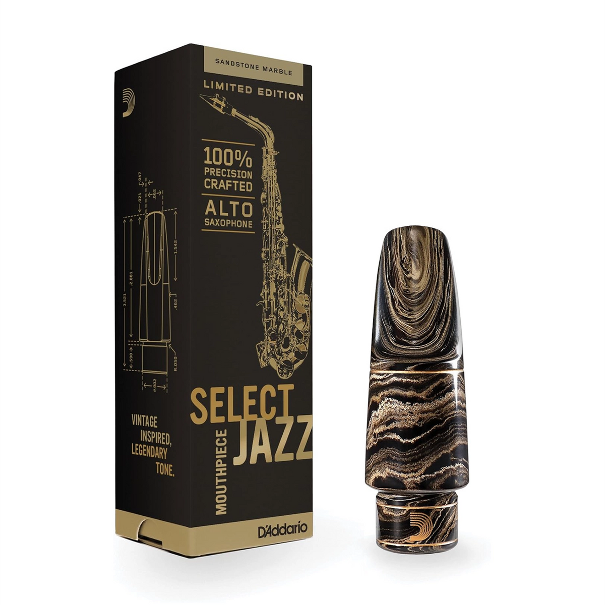 D'Addario Select Jazz Marble Alto Saxophone Mouthpiece - D6M-MB with packaging 