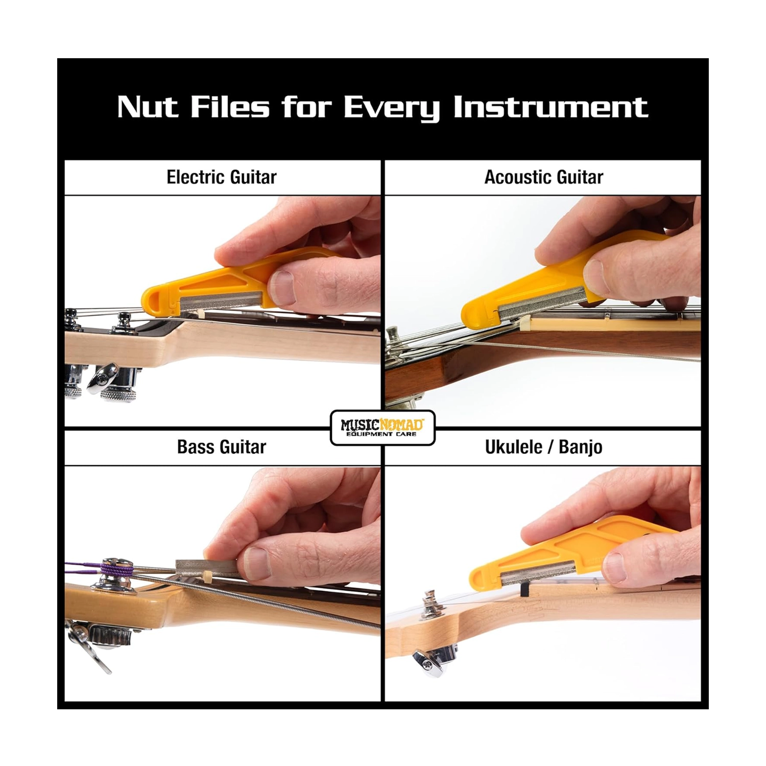 MusicNomad 16-Piece Diamond Coated Nut File Complete Shop Set