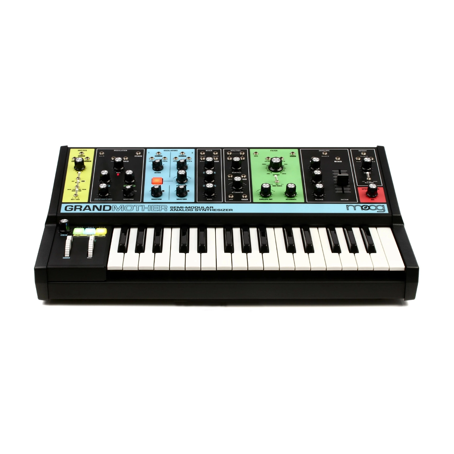 Moog Grandmother Semi-Modular Analog 32-Key Synthesizer front top view